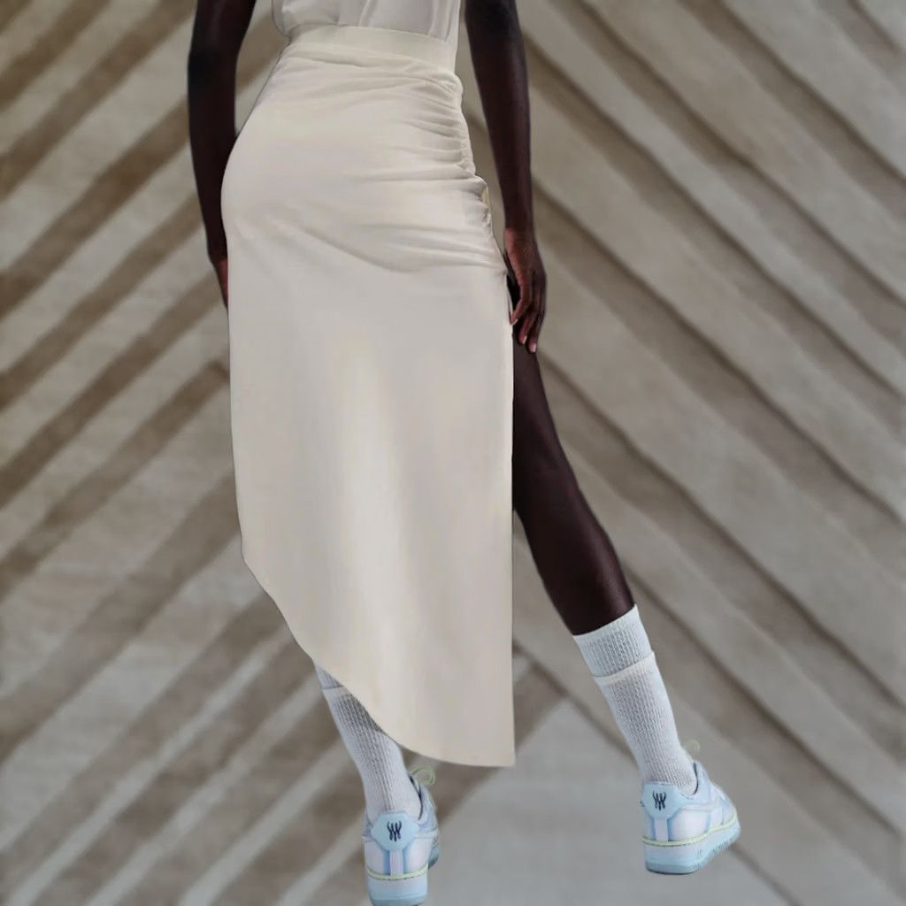 Nike NIKE X Serena Williams Design Side Ruched Maxi Skirt WOMENS L Sail Logo Midi Skirt 90s? (Note: Original contains no decade; omit) Size 36" / US 14 / IT 50 - 1 Thumbnail