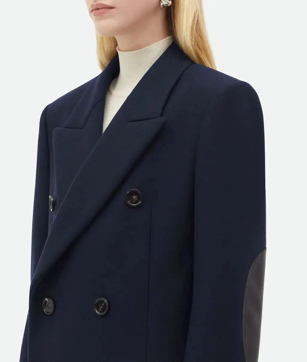 Bottega Veneta o1n1vont0525 Stretch Wool Felt Coat in Abyss Size XS / US 0-2 / IT 36-38 - 4 Thumbnail