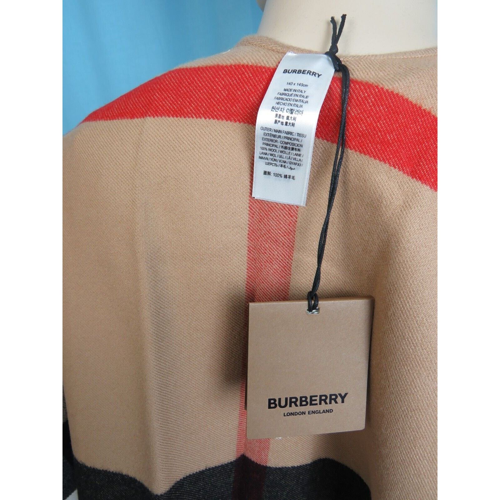 Burberry BURBERRY CHARLOTTE CAMEL WOOL CHECK REVERSIBLE PONCHO ITALY Size ONE SIZE - 7 Thumbnail