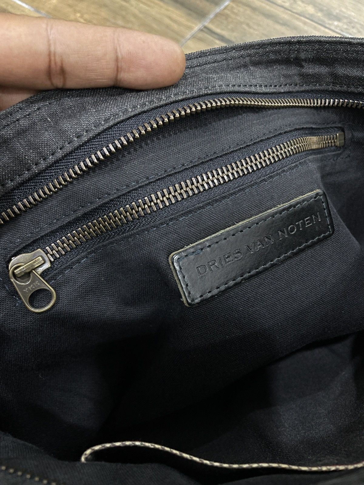 Dries Van Noten Black Canvas Leather Double Pocket Bag Military Style Size ONE SIZE - 8 Thumbnail