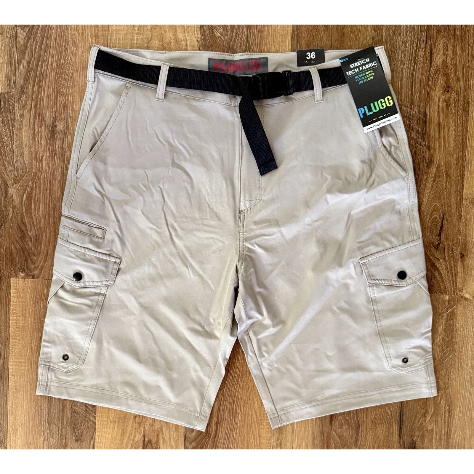 Other Plugg Men’s Cargo Shorts & Adjustable Belt,7 Pocket Khaki Size US 36 / EU 52 - 1 Thumbnail