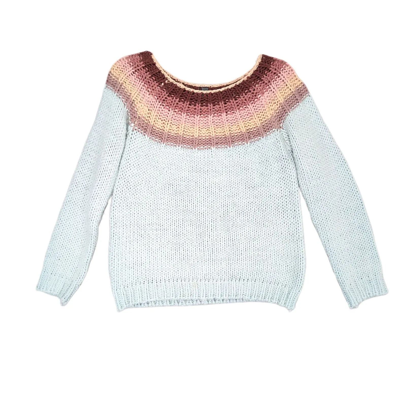 Other Alya Women's M Pastel Blue Chunky Knit Boho Cozy Sweater Size M / US 6-8 / IT 42-44 - 7 Thumbnail