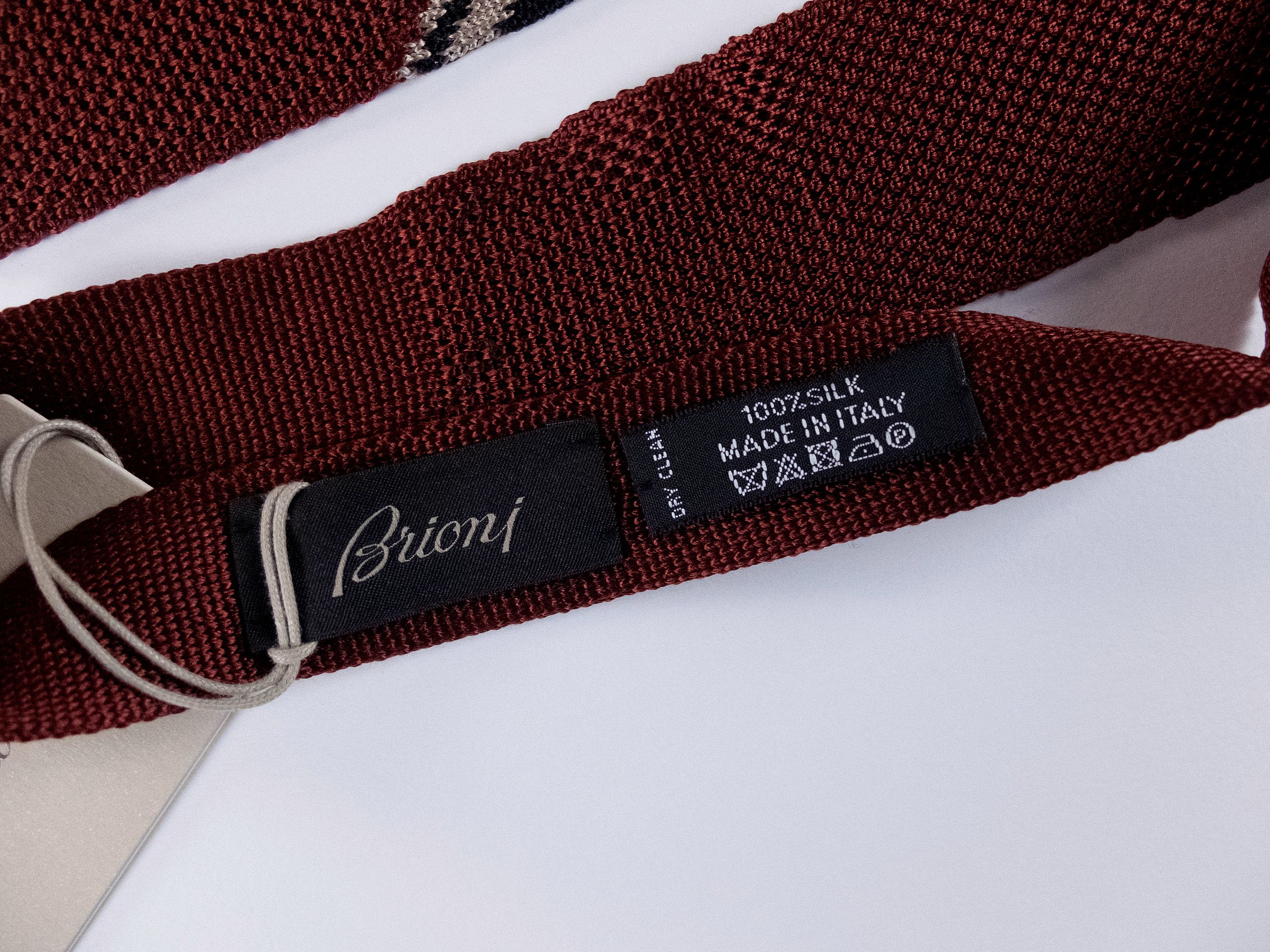 Brioni BRIONI burgundy skinny silk knit tie authentic NWT Size ONE SIZE - 4 Thumbnail