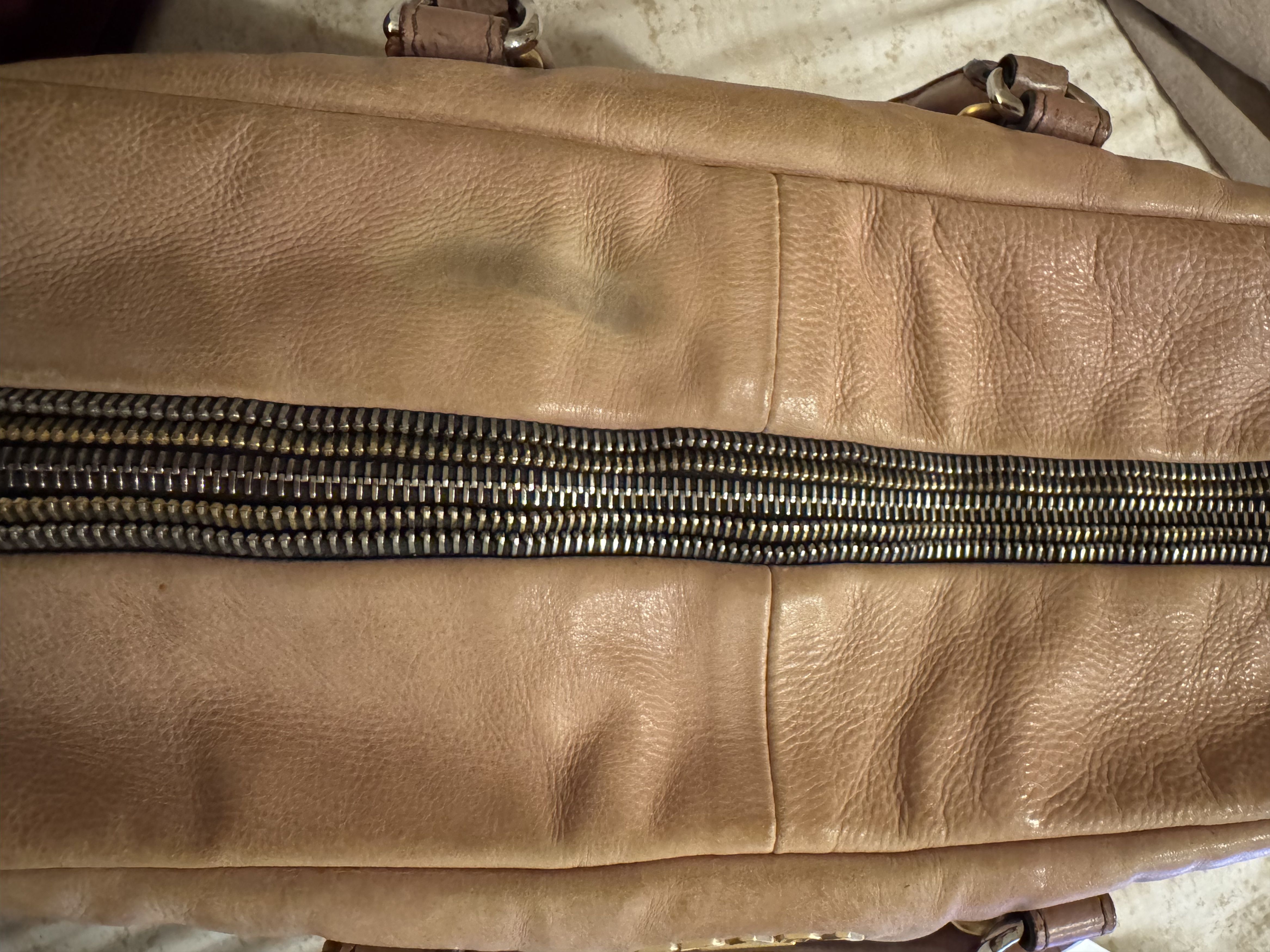 Prada PRADA Ardesia/Nudo Ombre Glace Leather Zippers Satchel Bag Size ONE SIZE - 10 Thumbnail