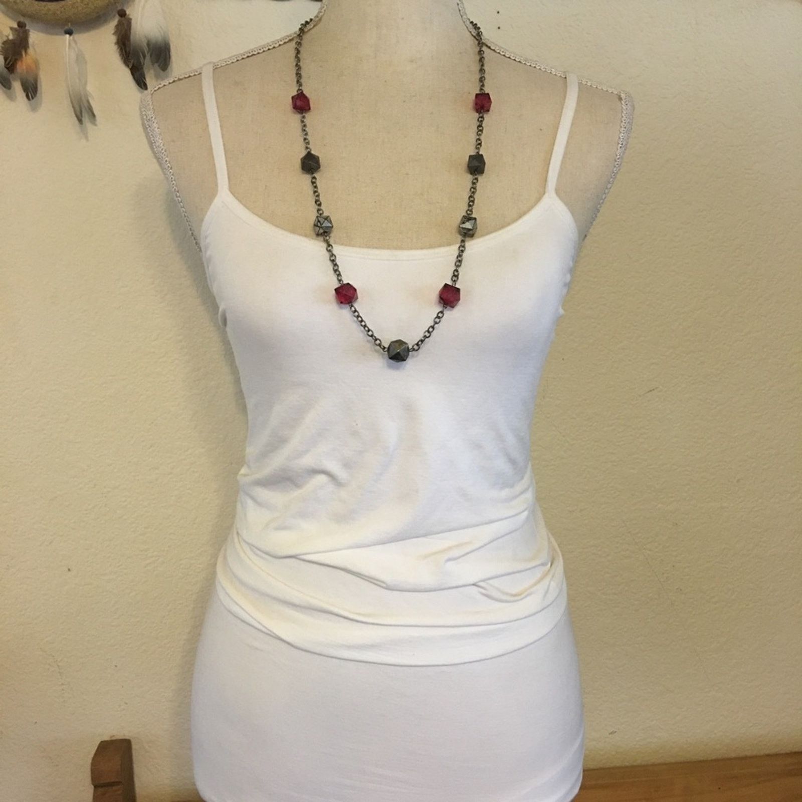 Vintage Vintage faceted square bead on chain necklace Size ONE SIZE - 4 Thumbnail
