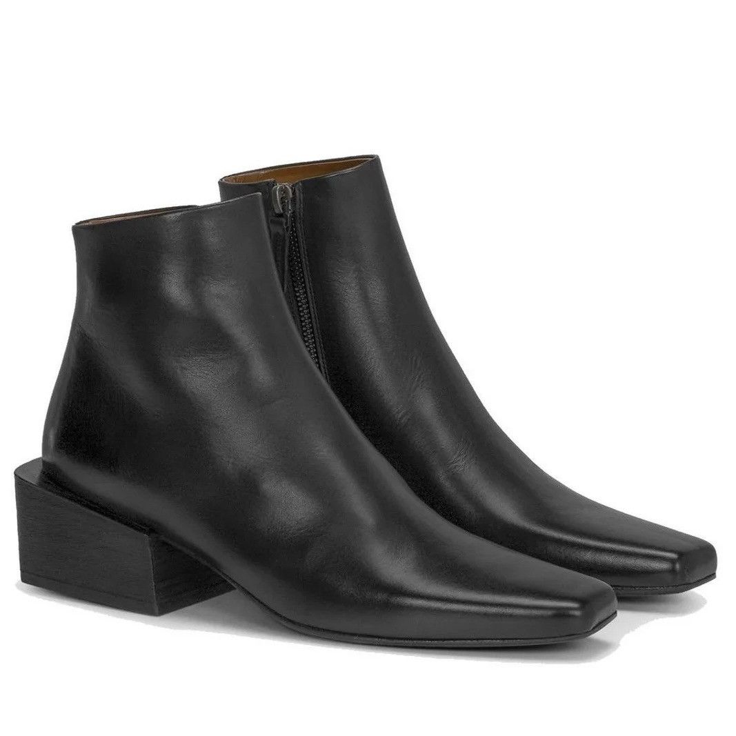 Marsell Marsèll Pannelletto Black Leather Ankle Boots Square Heel Size US 6.5 / IT 36.5 - 1 Thumbnail