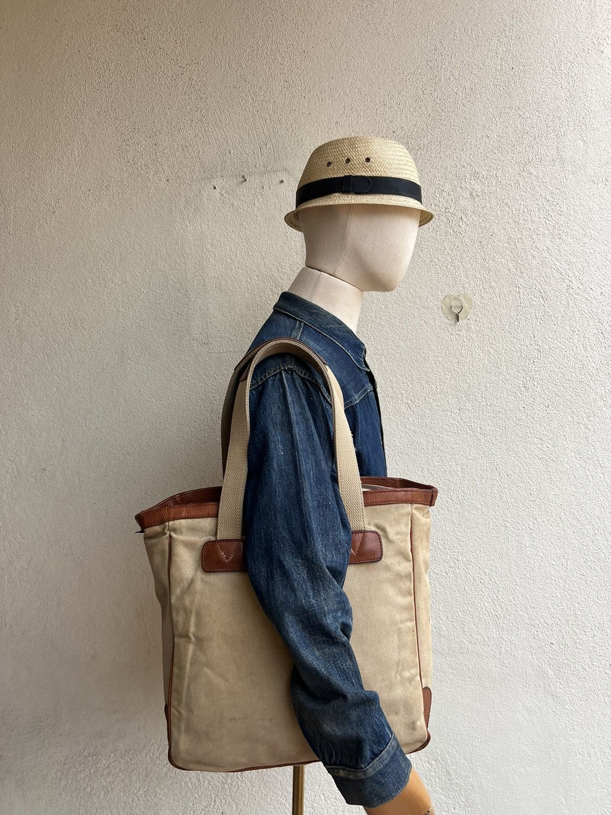 Leather Vintage Silver Lake Club Japan Dirty Muddy Canvas Tote Bag Size ONE SIZE - 3 Thumbnail