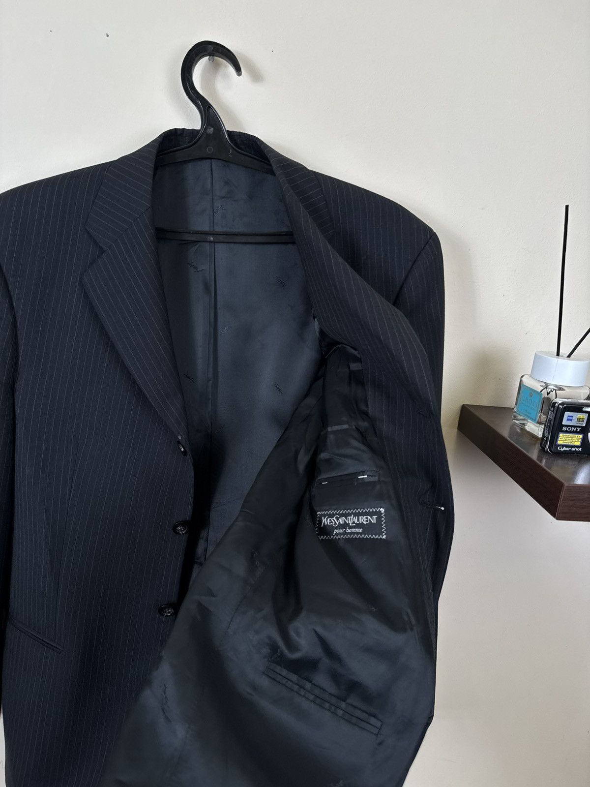 Yves Saint Laurent Vintage Yves Saint Laurent Blazer YSL Black Striped L Jacket Size 50R - 17 Thumbnail