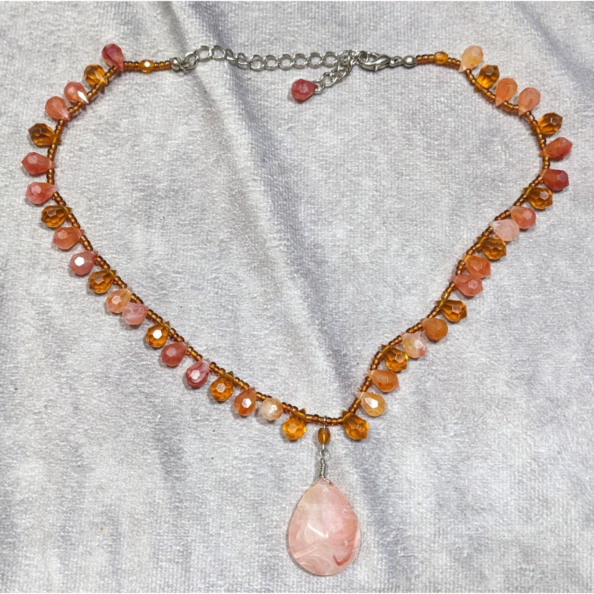 Handmade Handcrafted Coquette Acrylic Necklace With Pink Teardrop Pen Size ONE SIZE - 6 Thumbnail