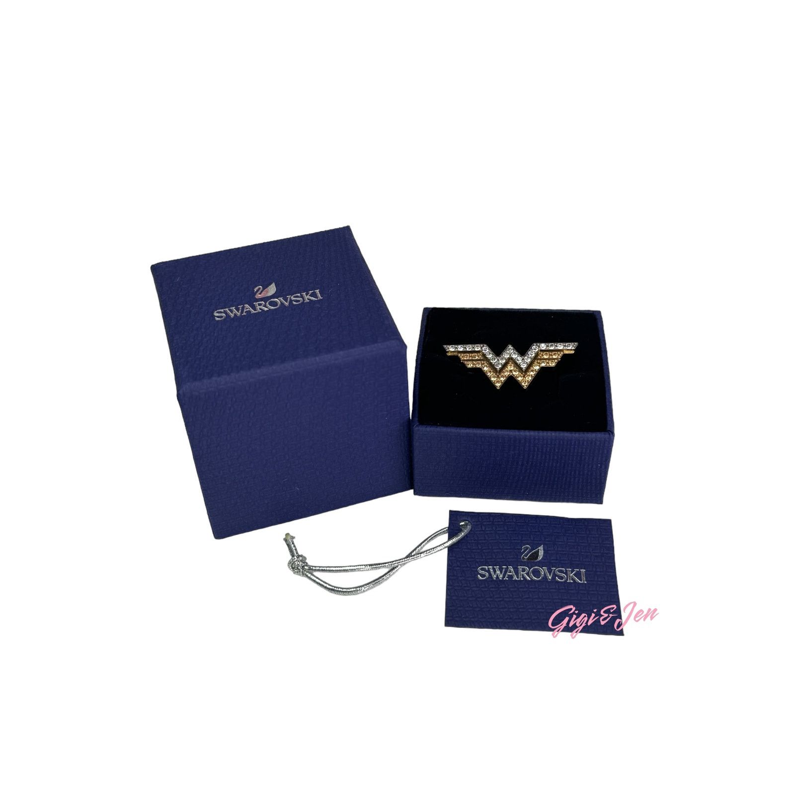 Swarovski Fit Wonder Woman double ring Gold tone 50-52