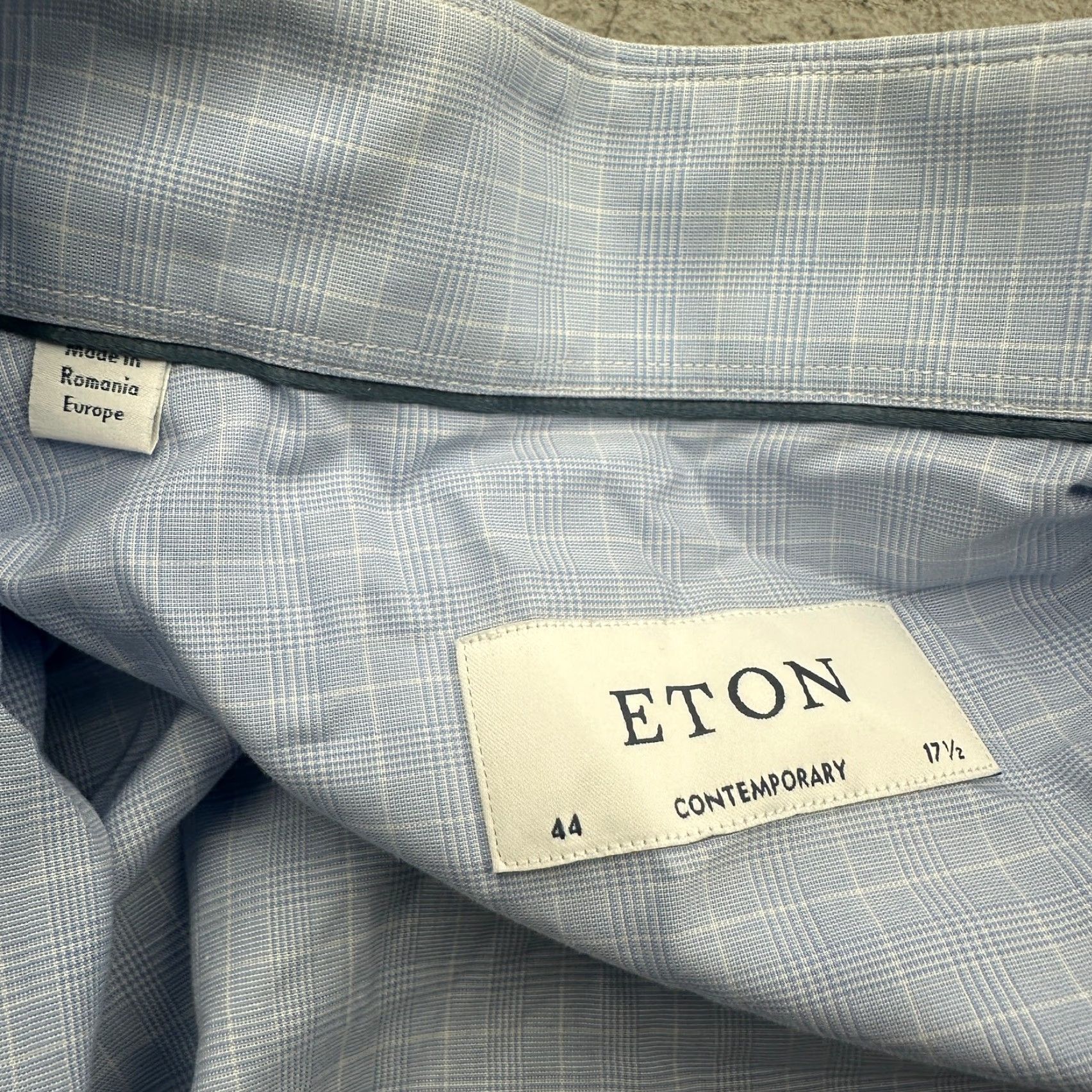 Eton VINTAGE Eton Poplin Graph Plaid XL Long Sleeve Shirt Mens Button Up Blue White Size US XL / EU 56 / 4 - 4 Thumbnail