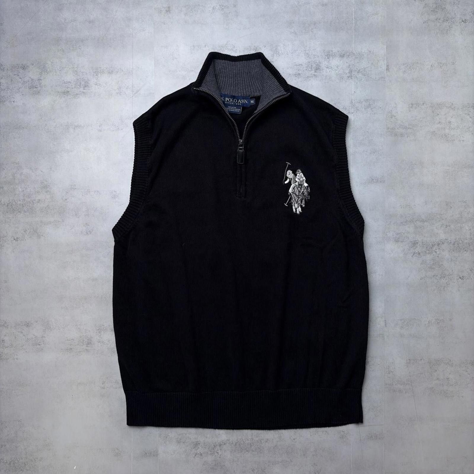 U.S. Polo Assn. Y2K Black U.S. Polo Assn Grunge Knit Big Pony Vest Size US M / EU 48-50 / 2 - 1 Thumbnail