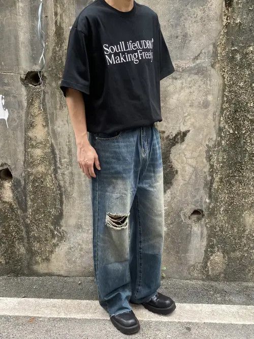 VIBE washed faded baggy damaged jeans Size US 30 / EU 46 - 2 Thumbnail