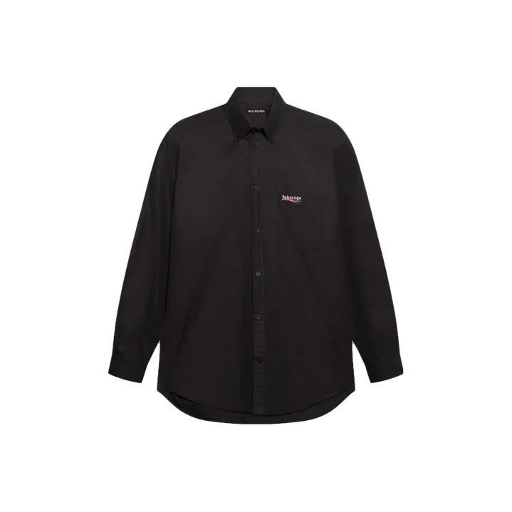 Balenciaga Balenciaga Black Logo Print Long Sleeve Shirt Size US M / EU 48-50 / 2 - 1 Thumbnail