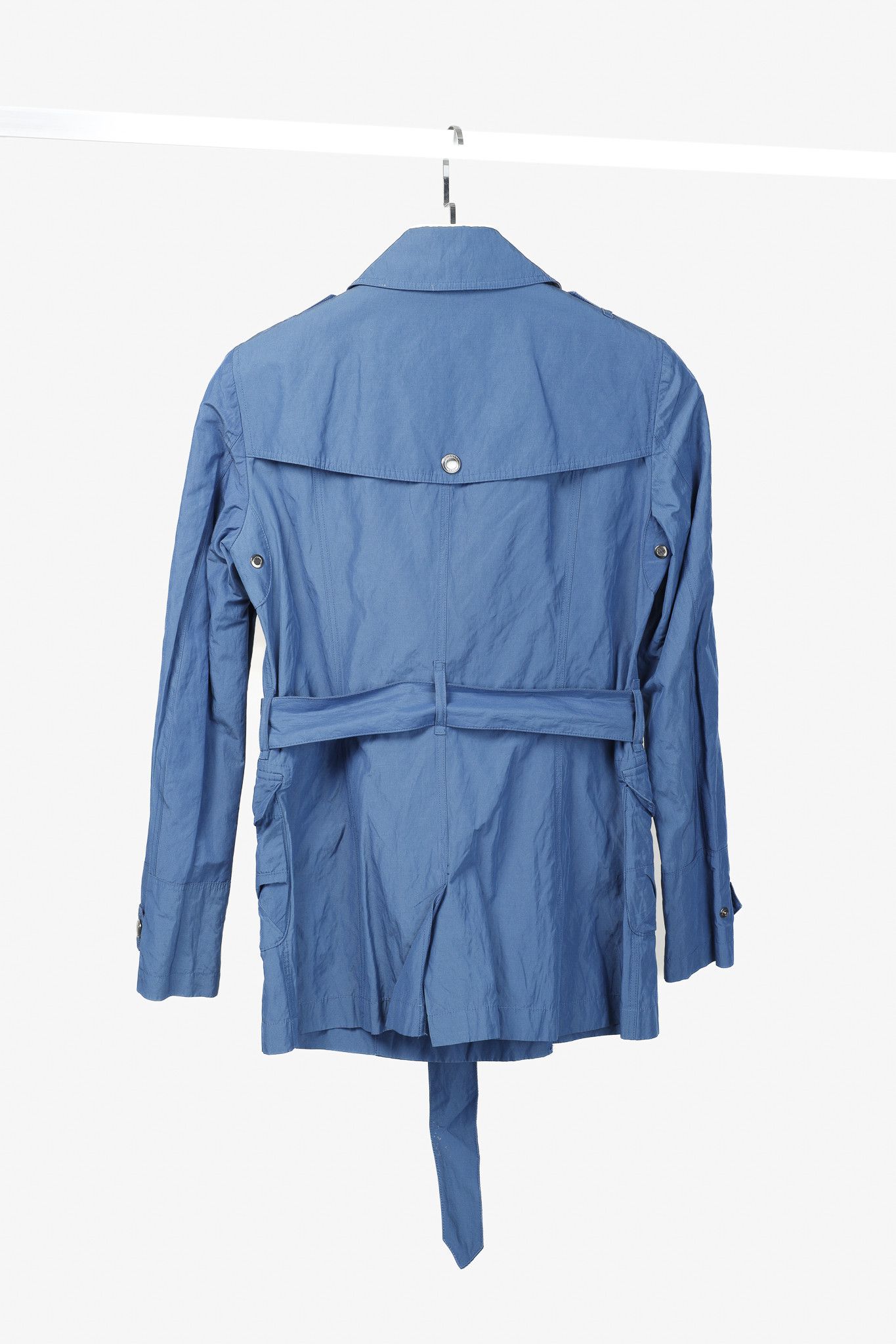 Burberry Burberry Brit Blue Double-Breasted Belted Short Rain Coat Size S / US 4 / IT 40 - 2 Thumbnail