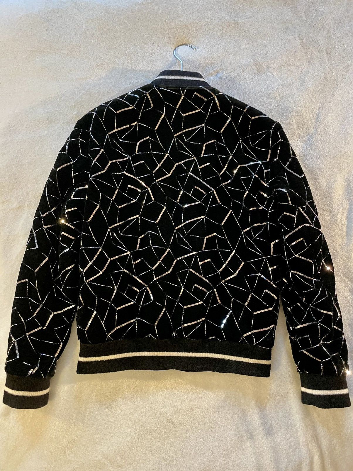 Saint Laurent Paris Saint Laurent Paris Teddy Varsity Sequin Bomber Jacket Black Size US S / EU 44-46 / 1 - 15 Thumbnail