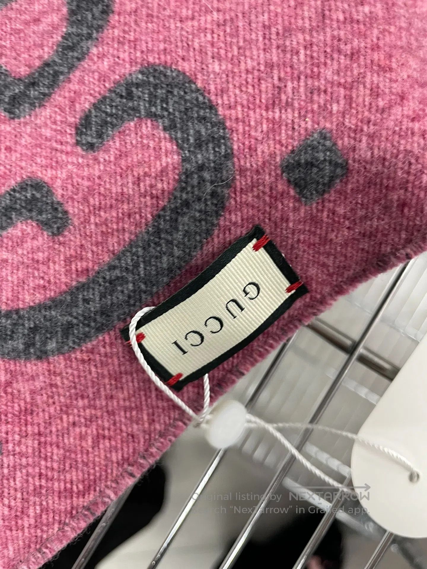 Gucci Guicci Pink and gray color block double G jacquard wool sc Size ONE SIZE - 6 Thumbnail