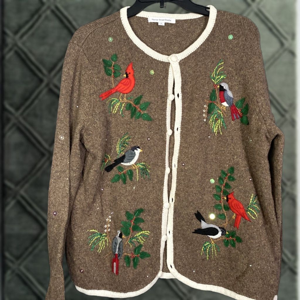 Vintage VINTAGE Mercer Street Studio Cardigan Sweater Womens M Brown Wool Bird Winter 3D23X25 Mens? Girls? No gender specified. Size M / US 6-8 / IT 42-44 - 1 Thumbnail