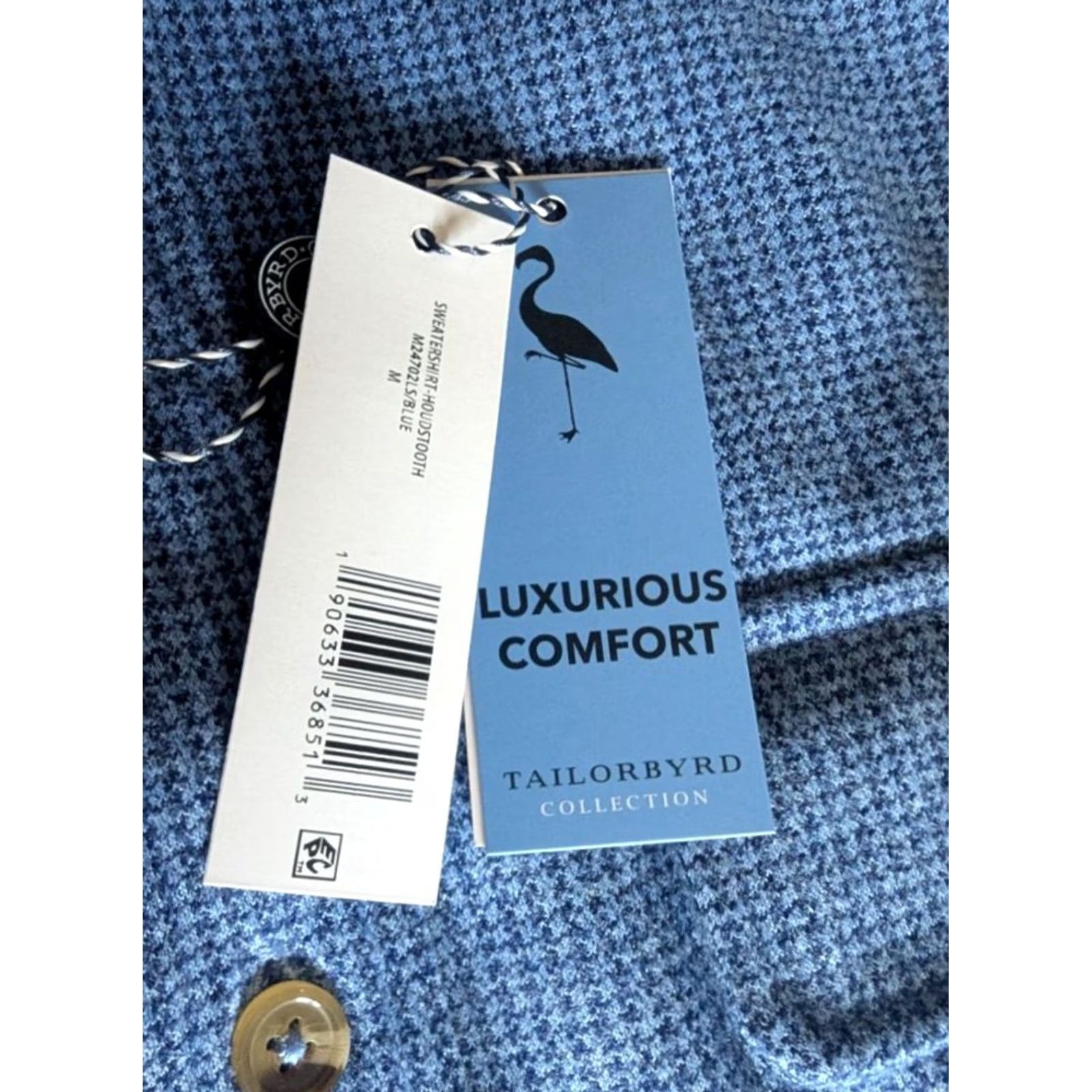 Tailorbyrd TAILORBYRD Blue Micro Houndstooth Over Shirt Men's M Layering 2 Way Stretch NWT Size US M / EU 48-50 / 2 - 6 Thumbnail