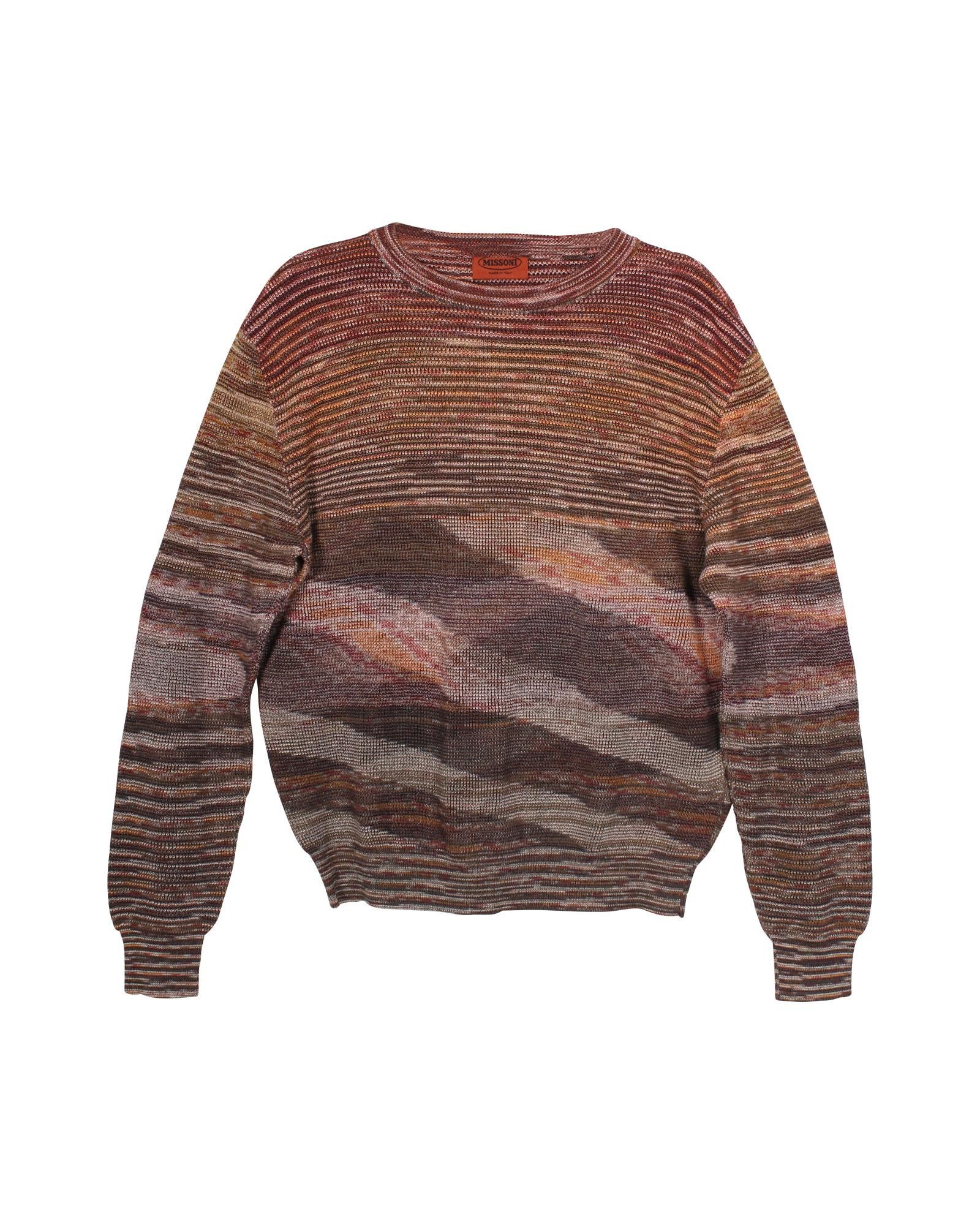 image of Missoni Unique Space-Dyed Brown Cotton Sweatshirt, Men's (Size Medium)