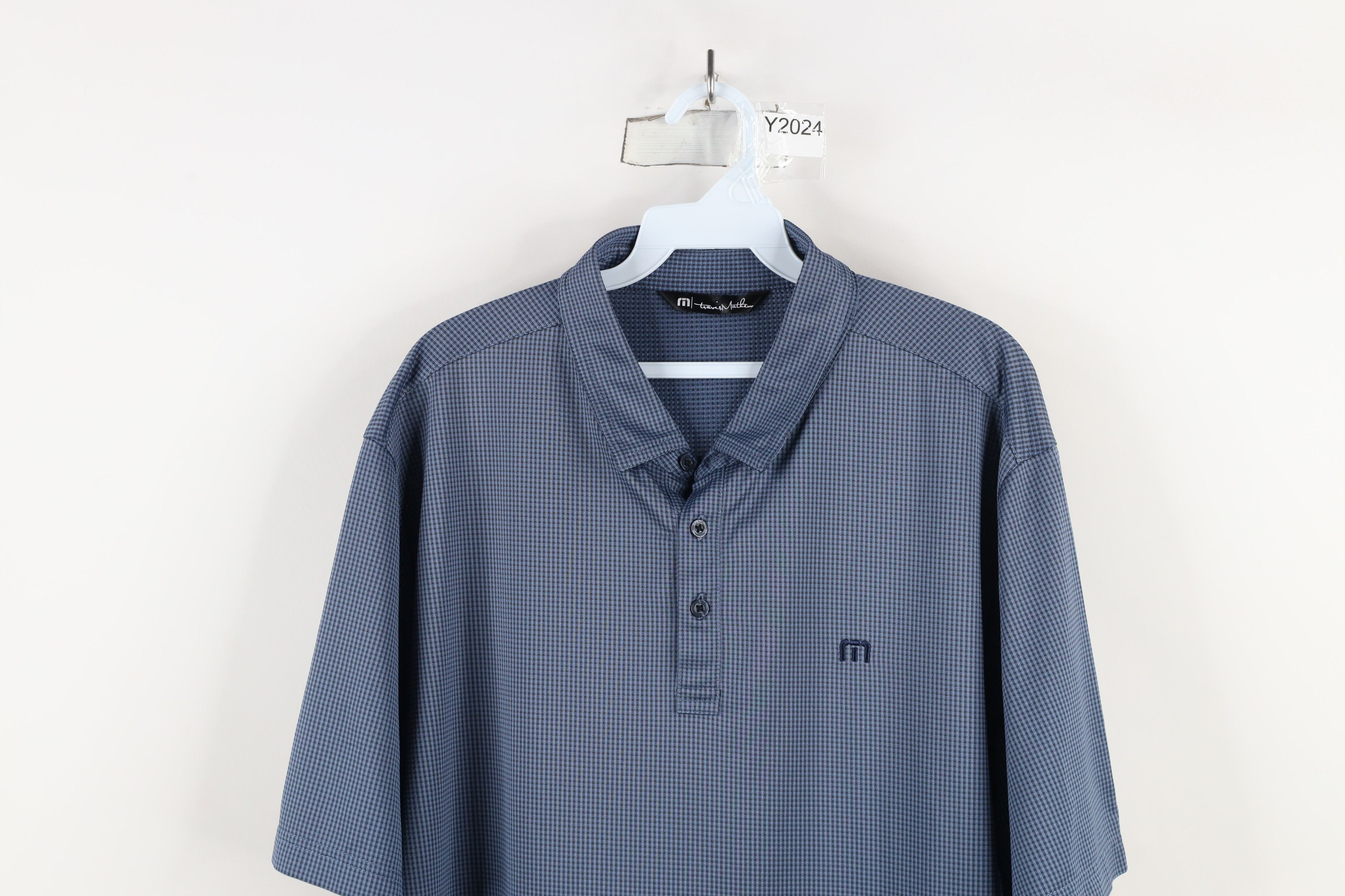 TravisMathew × Vintage Travis Mathew Plaid Stretch Collared Golf Polo Shirt Blue Size US XL / EU 56 / 4 - 2 Thumbnail