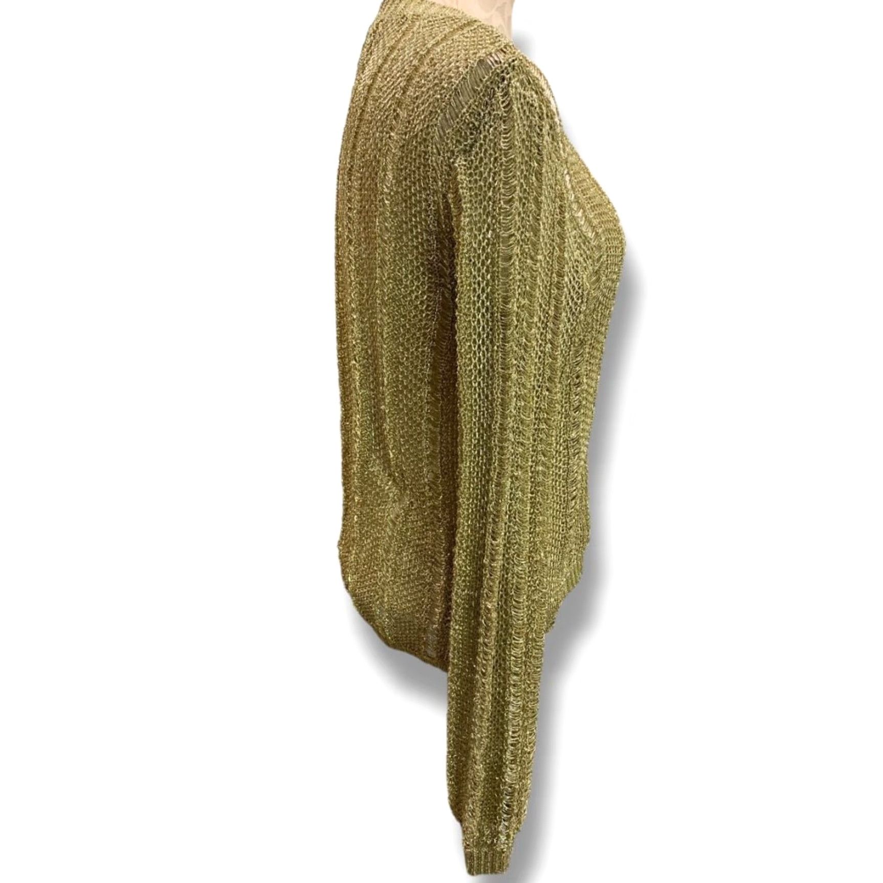 Anthropologie HWRE Anthropologie Womens Medium Loose Knit Metallic Sweater Gold Size M / US 6-8 / IT 42-44 - 5 Thumbnail