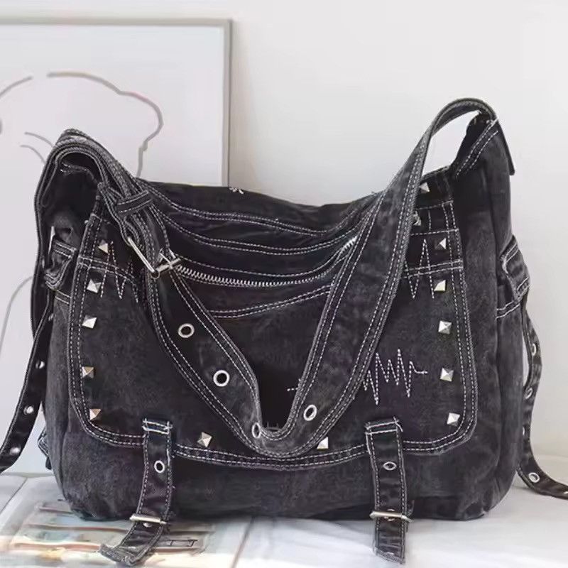 Other Washed Black Y2k Streetwear Grunge Capacity Crossbody Bag Size ONE SIZE - 6 Thumbnail
