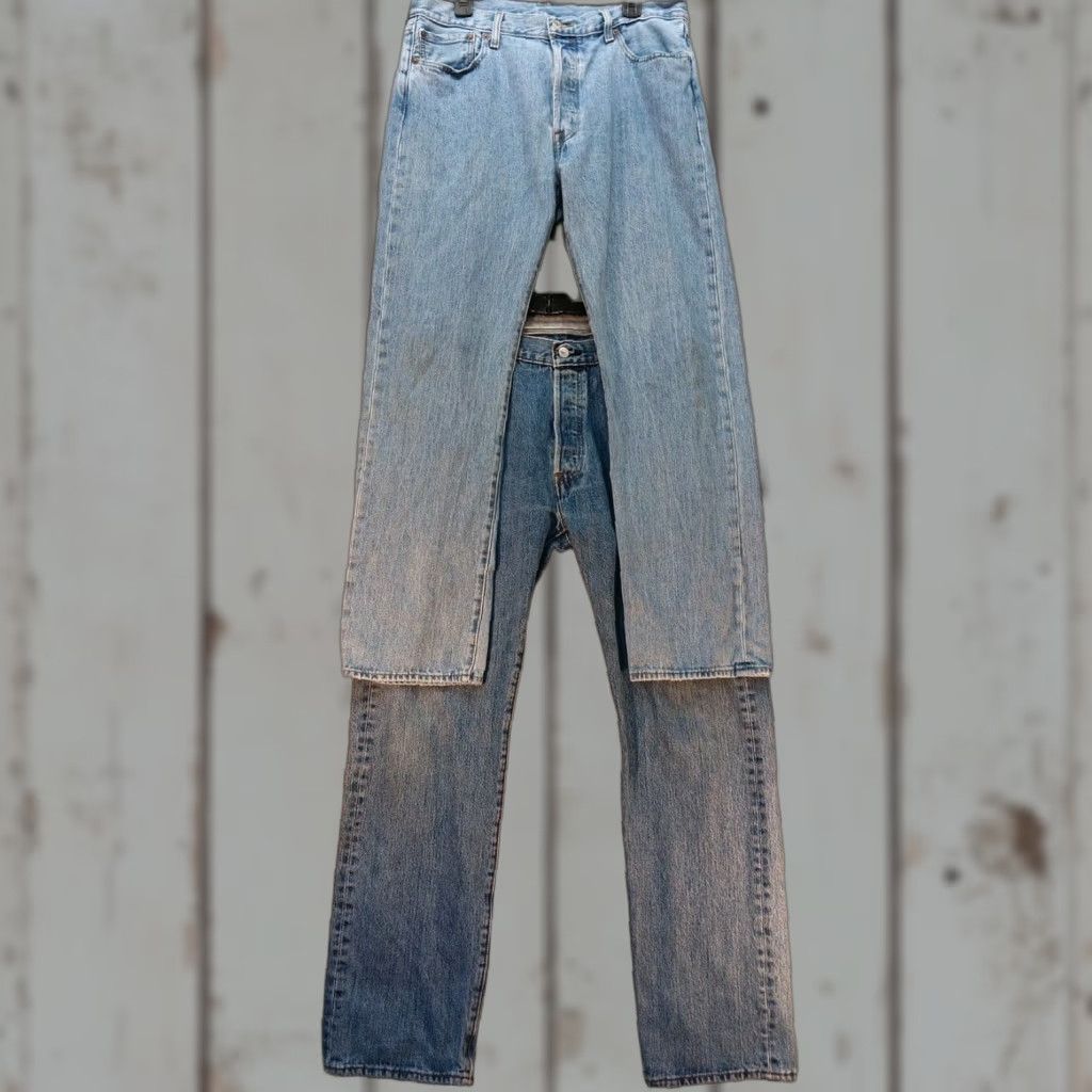Levi's VINTAGE Levis 501 Jeans Mens 35x32 Blue Straight Button Fly Denim Lot Of 2 Levi's 501 Series 90s Womens? Wait Size US 35 - 1 Thumbnail