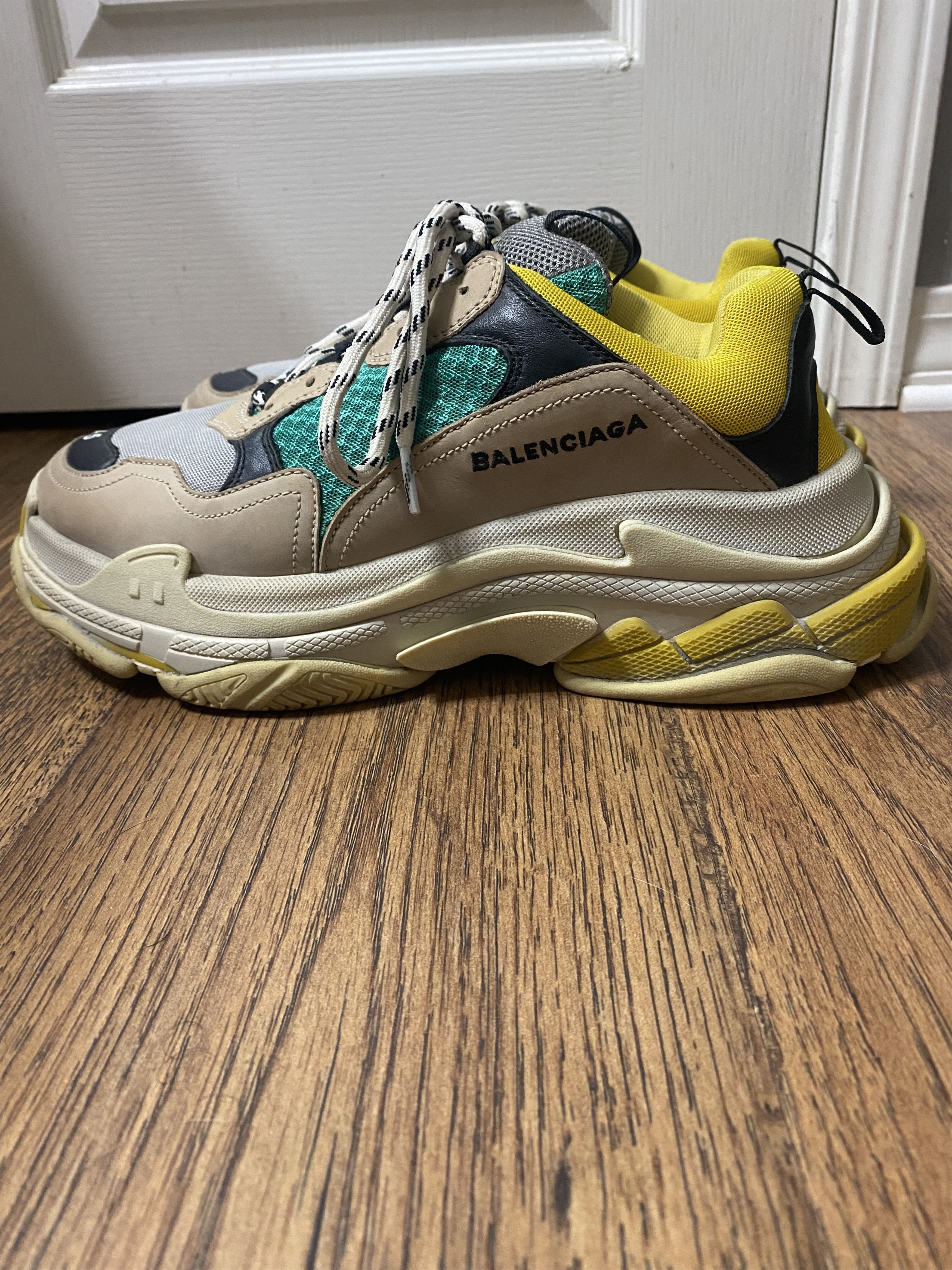 Balenciaga OG Balenciaga Made in Italy Triple S Size 12 Green Yellow Size US 12 / EU 45 - 3 Thumbnail