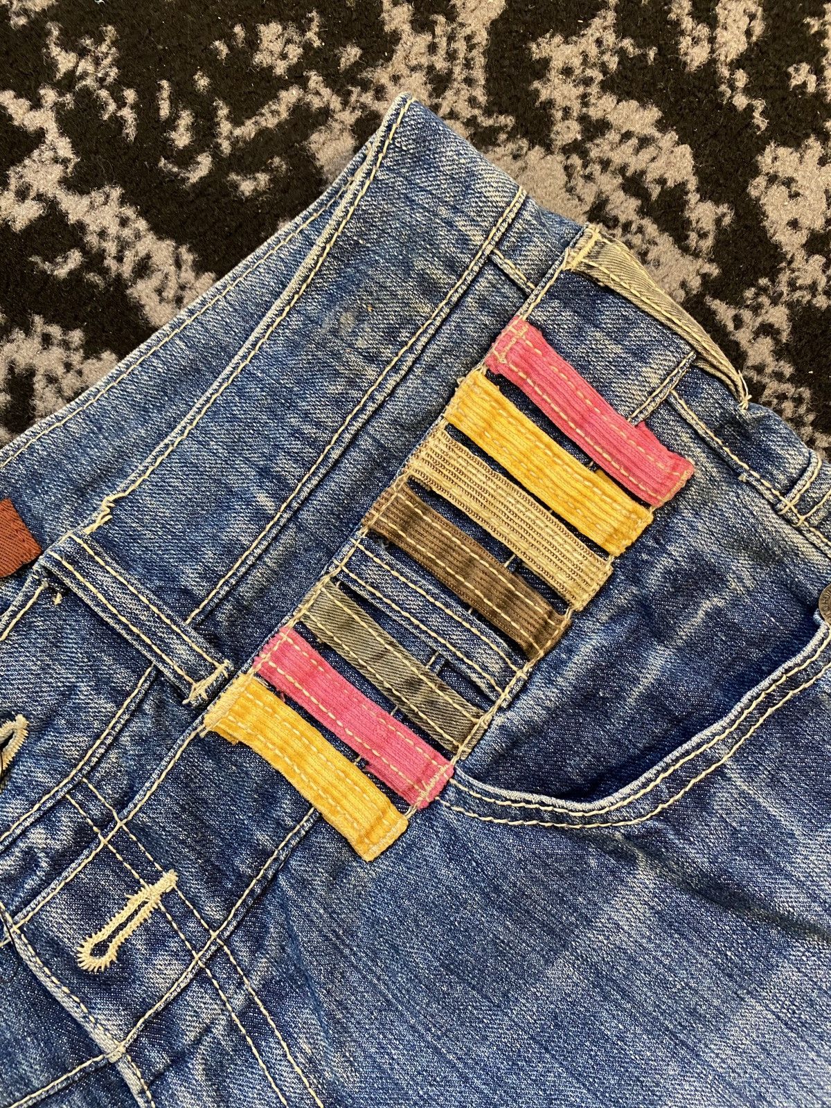 Japanese Brand Sky Bomber Japanese Archive Nylaus Double Waist Denim Size US 30 / EU 46 - 3 Thumbnail