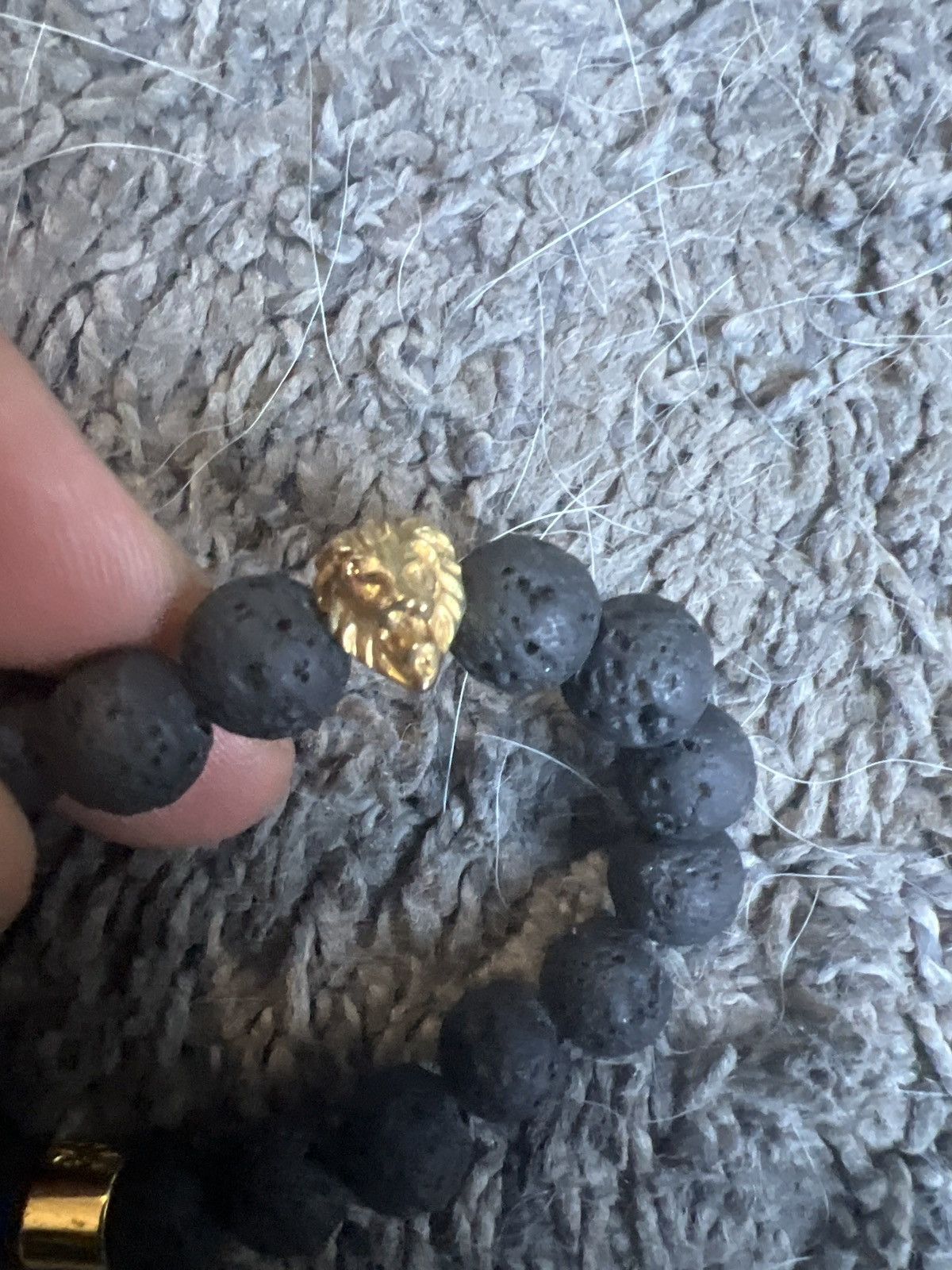 The Gold Gods The Gold Gods Lion Head Lava Stone Beaded Bracelet Size ONE SIZE - 2 Thumbnail