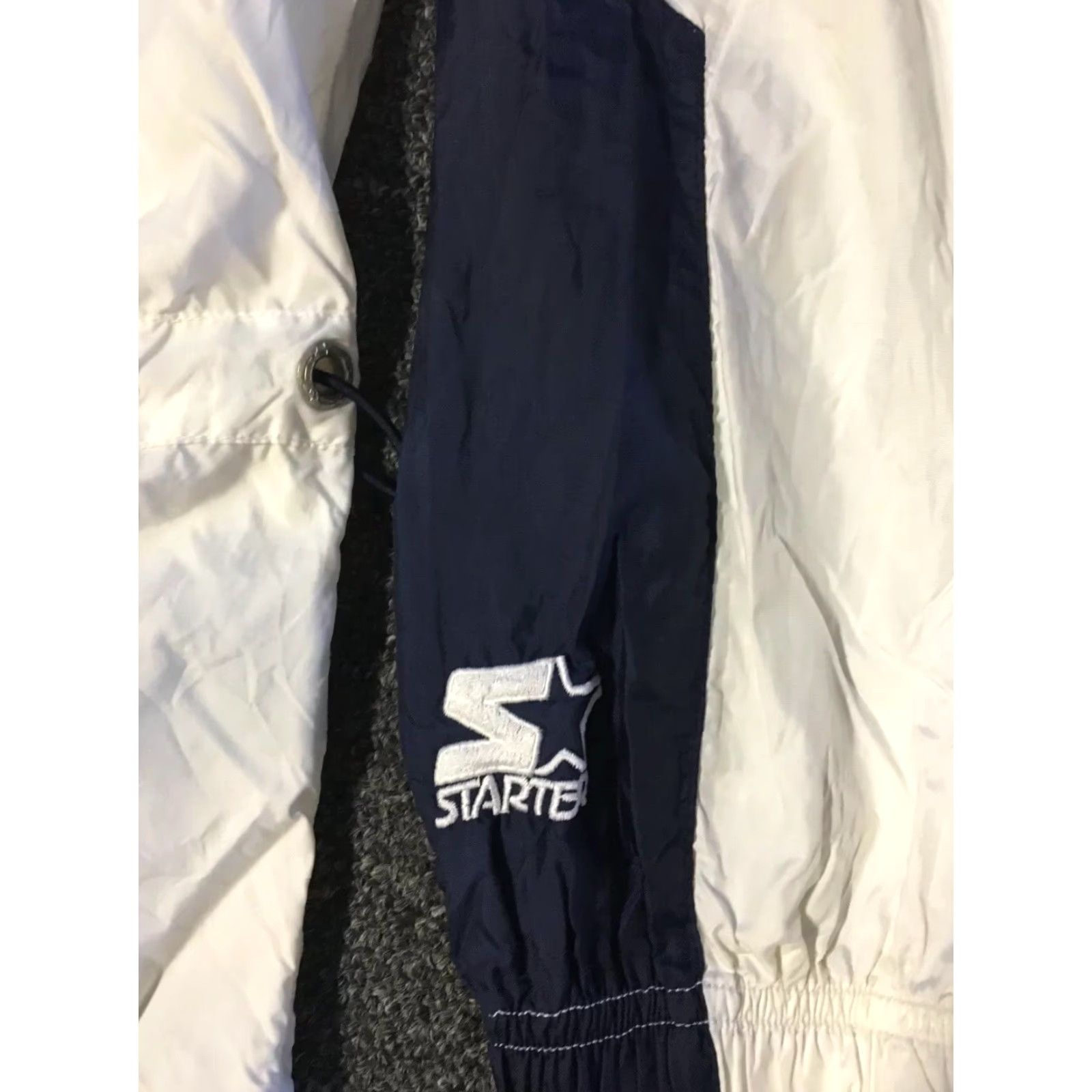 Starter VINTAGE 90s Starter Windbreaker Jacket Women M White Blue Yellow Logo Zip Size M / US 6-8 / IT 42-44 - 2 Thumbnail