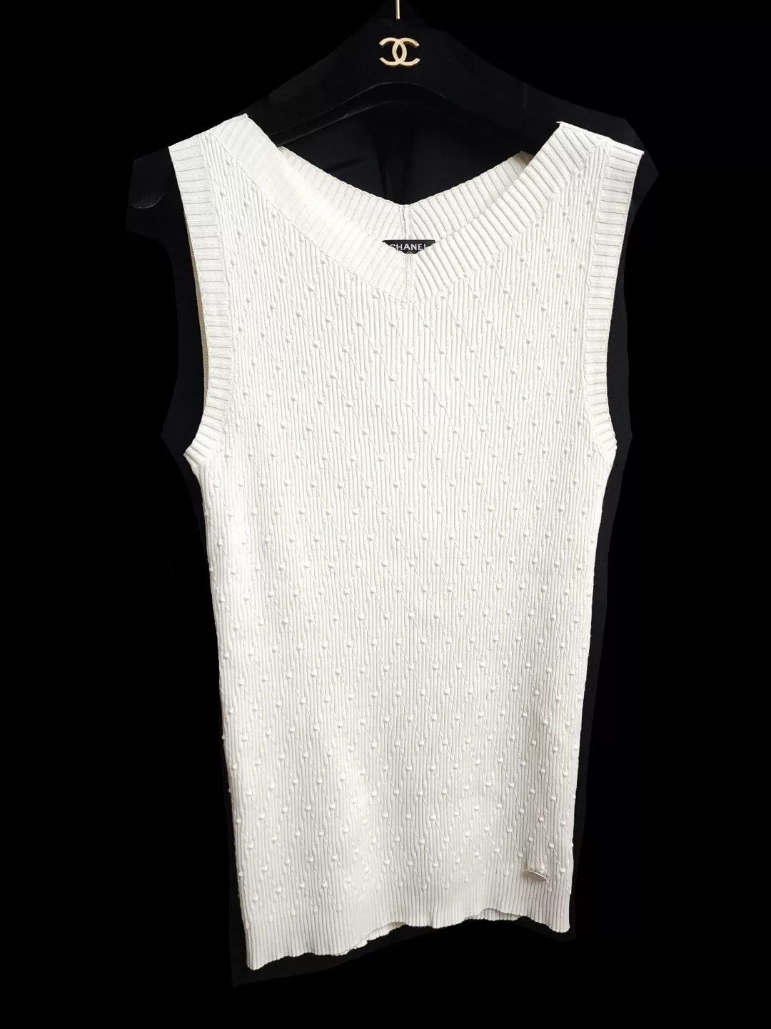 Chanel Chanel White Knit Sleeveless Top Size US XS / EU 42 / 0 - 1 Thumbnail