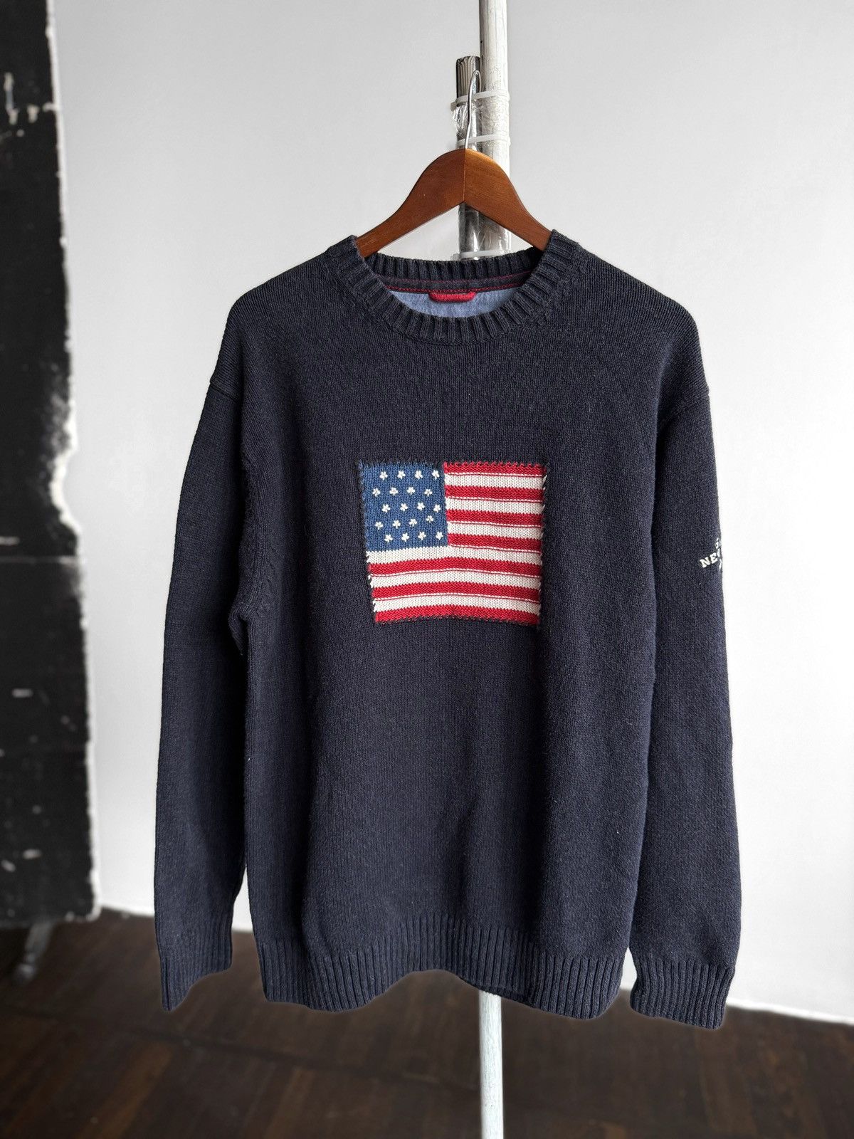Gant GANT Mens Navy Blue Wool Blend USA Flag Crewneck Sweater Size US XXL / EU 58 / 5 - 1 Thumbnail
