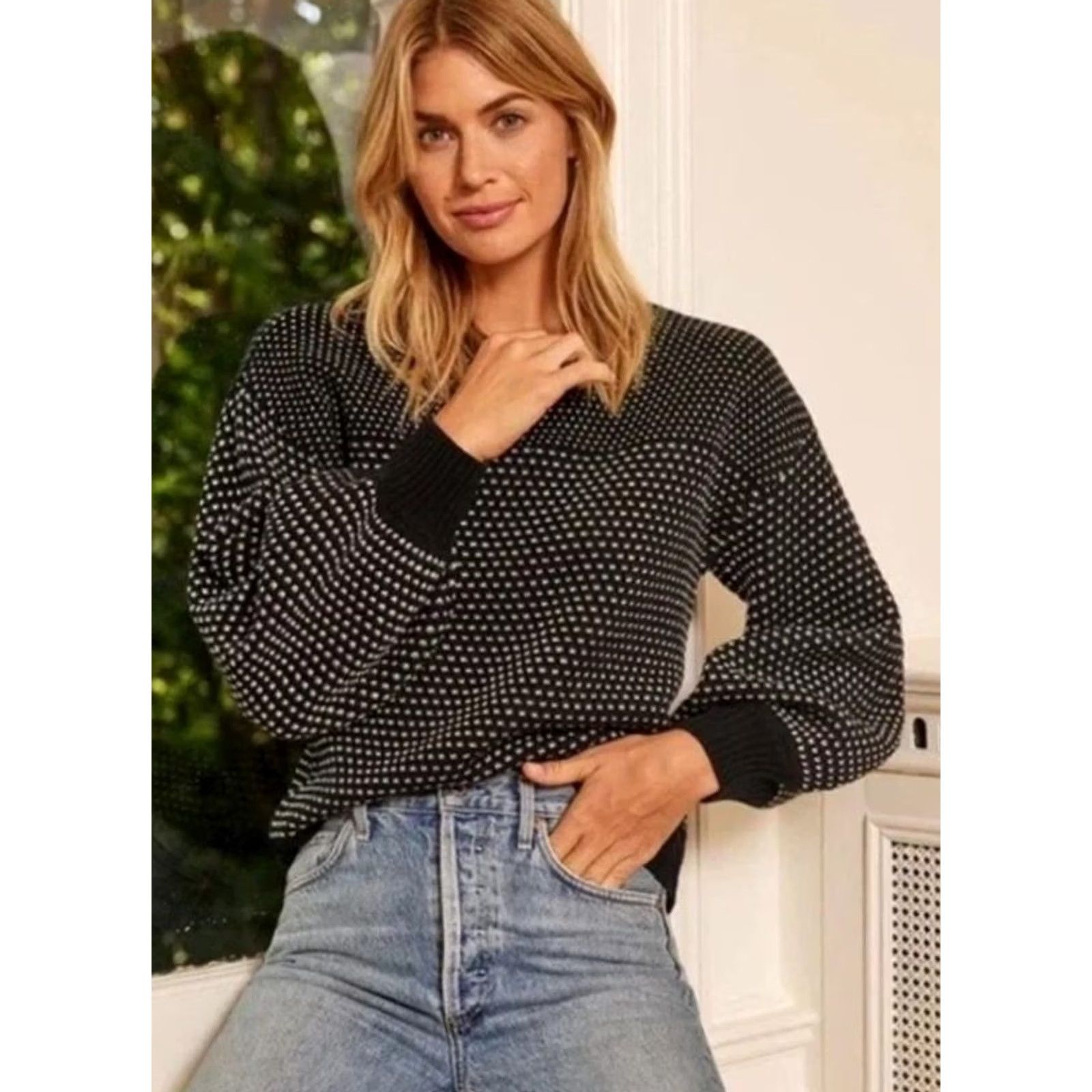 Vintage VINTAGE NWT Summersalt The Luxe Cashmere Wool Blend Mix Stitch Sweater M Black Crew Neck Women Pullover Knit Cap Size M / US 6-8 / IT 42-44 - 2 Thumbnail