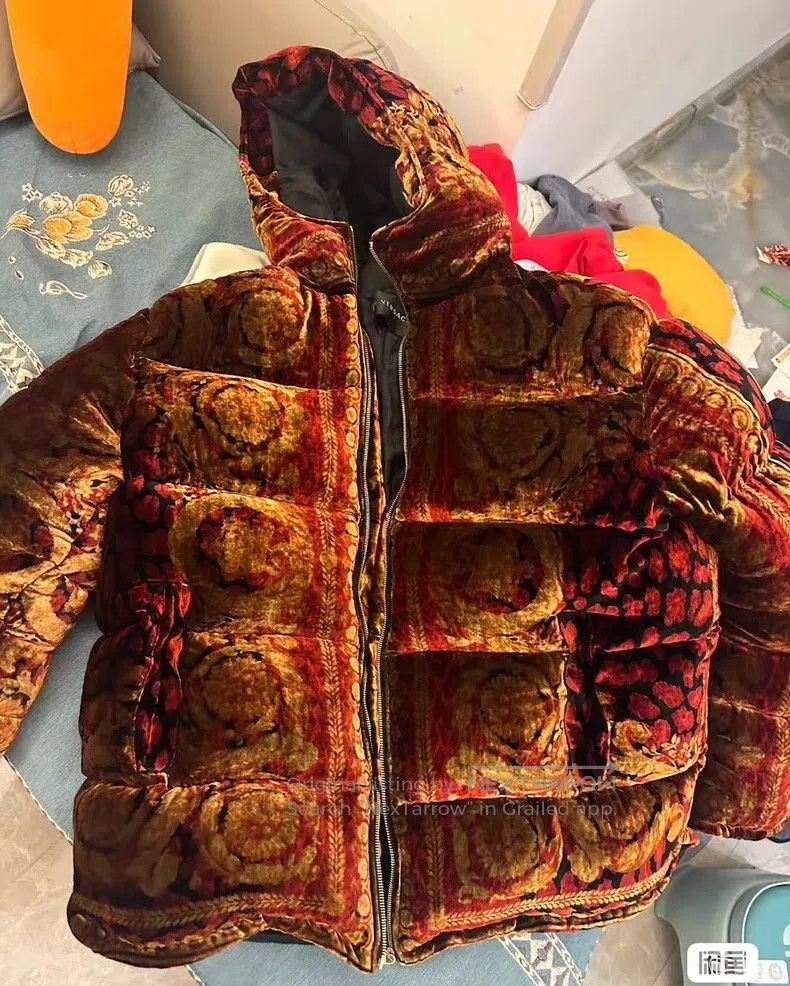 Versace Velvet floral down jacket