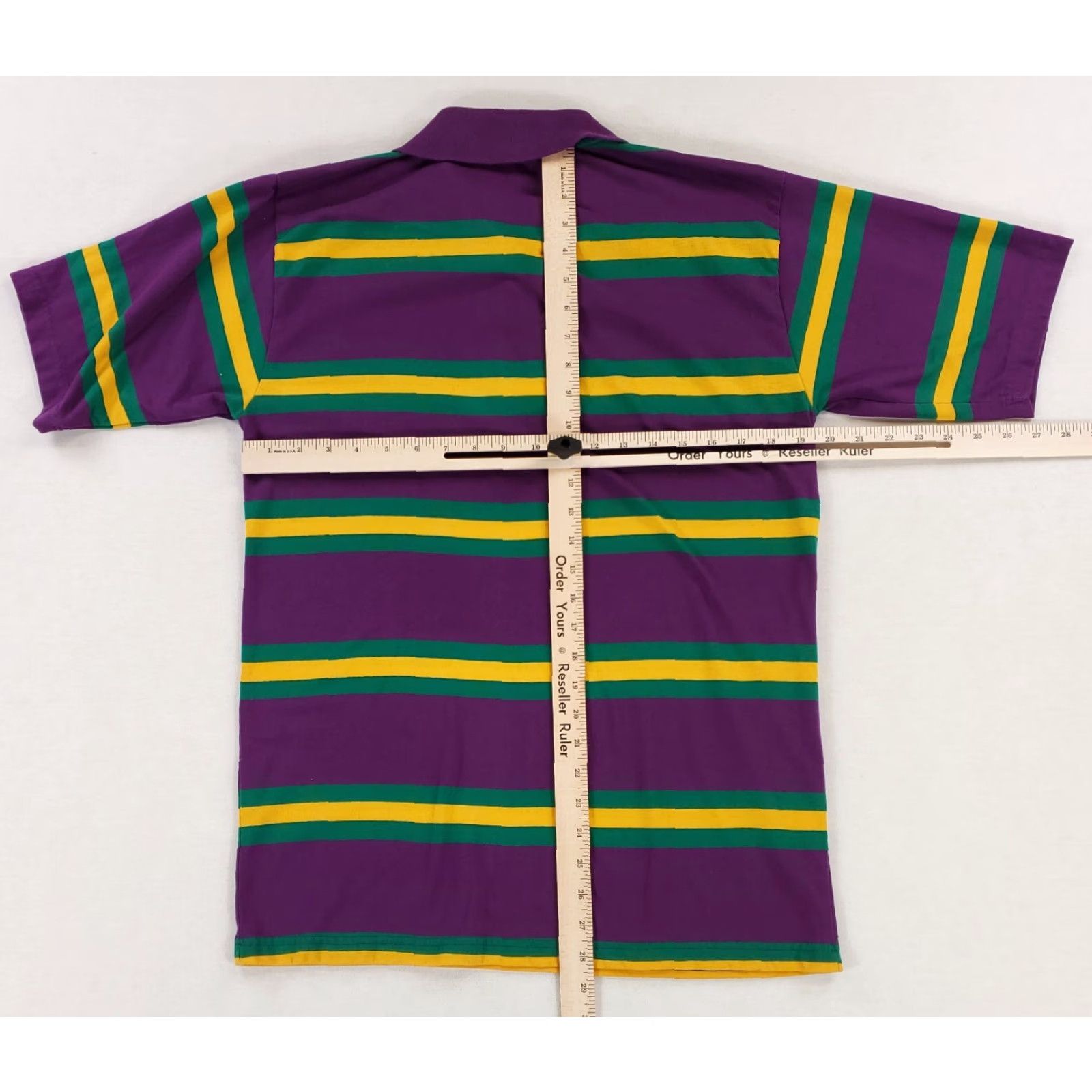Vintage Kaplan Polo Shirt Short Sleeve Mardis Gras Yellow Green Purple Mens S Size US S / EU 44-46 / 1 - 4 Thumbnail