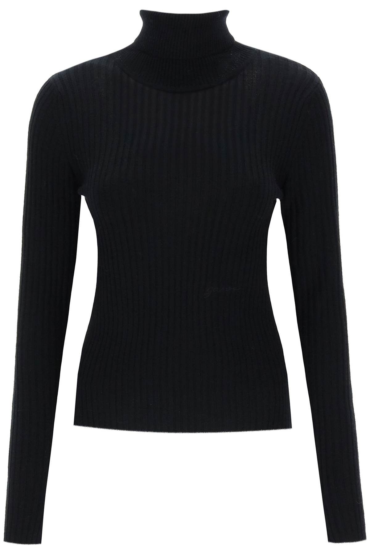 image of Ganni Turtleneck Sweater With Back Cut Out Size Xs For Women in Black