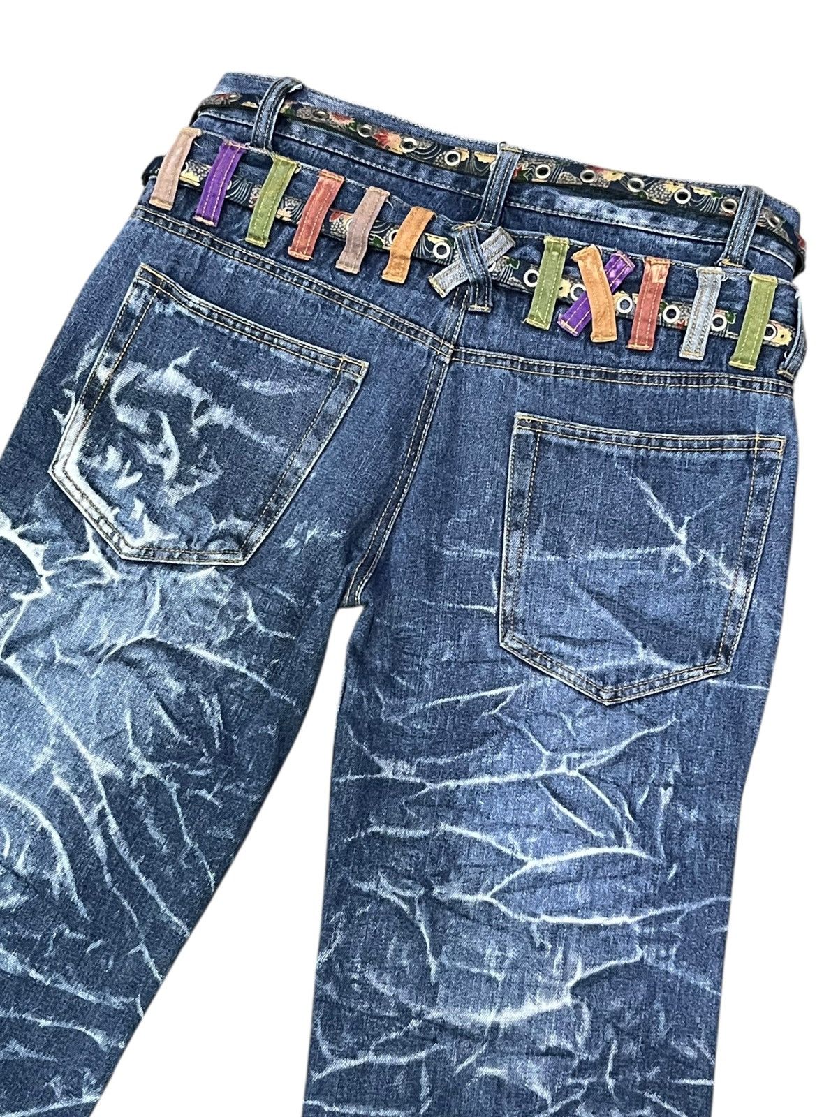 Japanese Brand 💥Nylaus Double Waist Tiger Stripe Acid Wash Straight Jeans Size US 32 / EU 48 - 4 Thumbnail