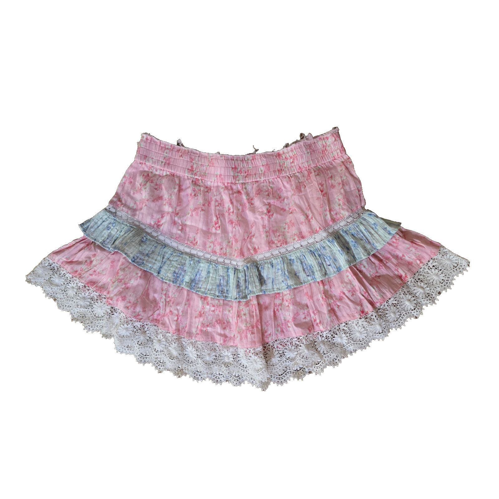 LoveShackFancy LoveShackFancy Tanisha Ruffle Skirt Blue Moon Sands Size L Size 32" / US 10 / IT 46 - 3 Thumbnail
