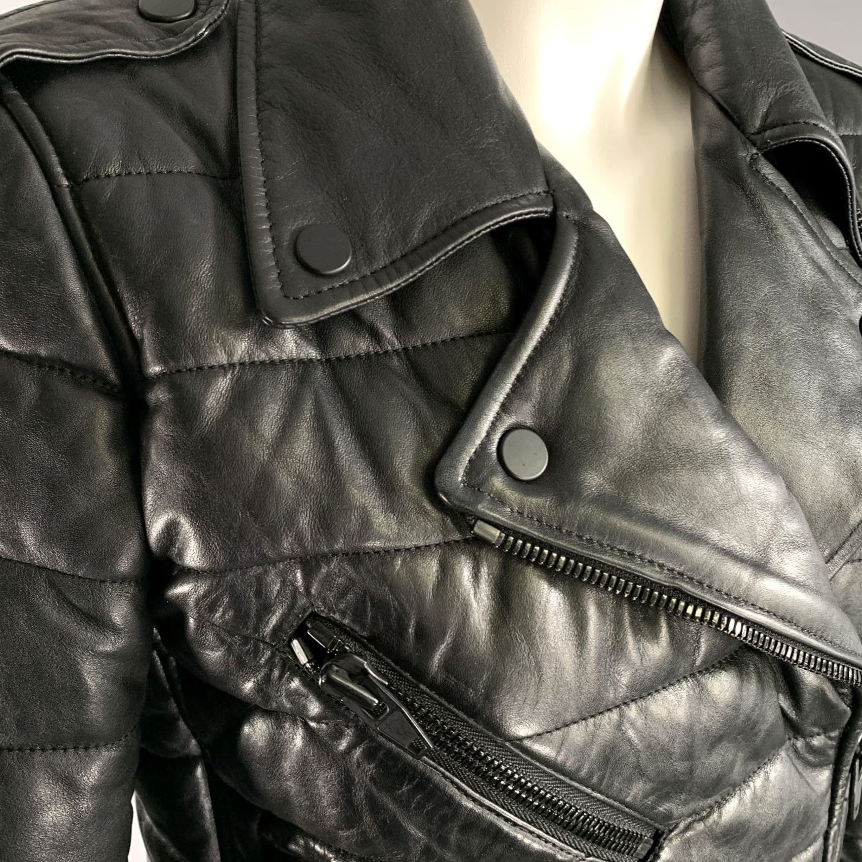 Alexander Wang ALEXANDER WANG Size 8 Black Leather Quilted Puffer Moto Racer Jacket Womens Size M / US 6-8 / IT 42-44 - 6 Thumbnail