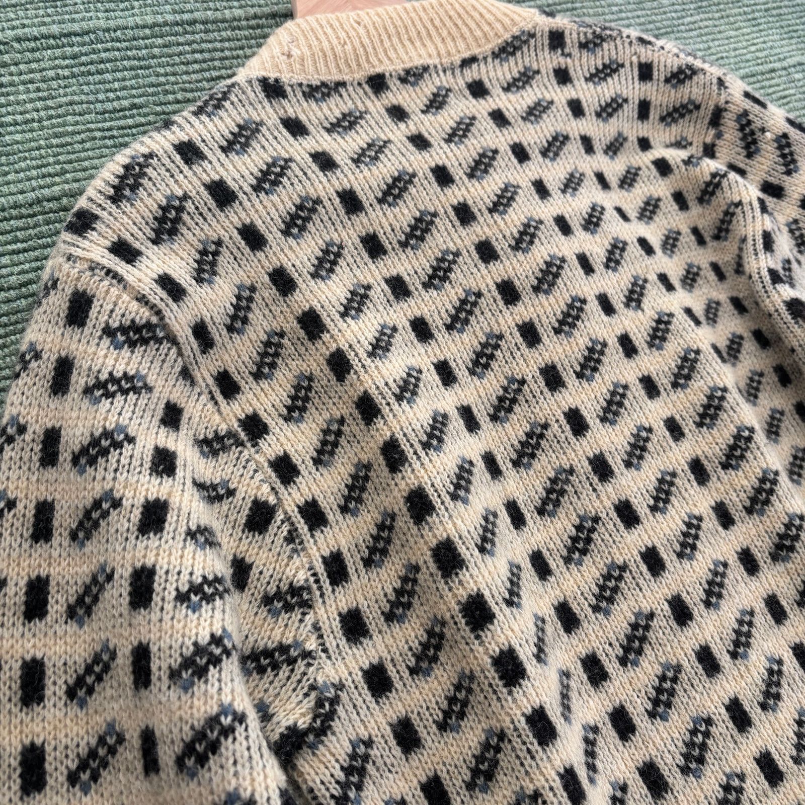 Sears × Vintage 1960s Sears brand zip up wool cardigan, cream and black Size US M / EU 48-50 / 2 - 8 Thumbnail
