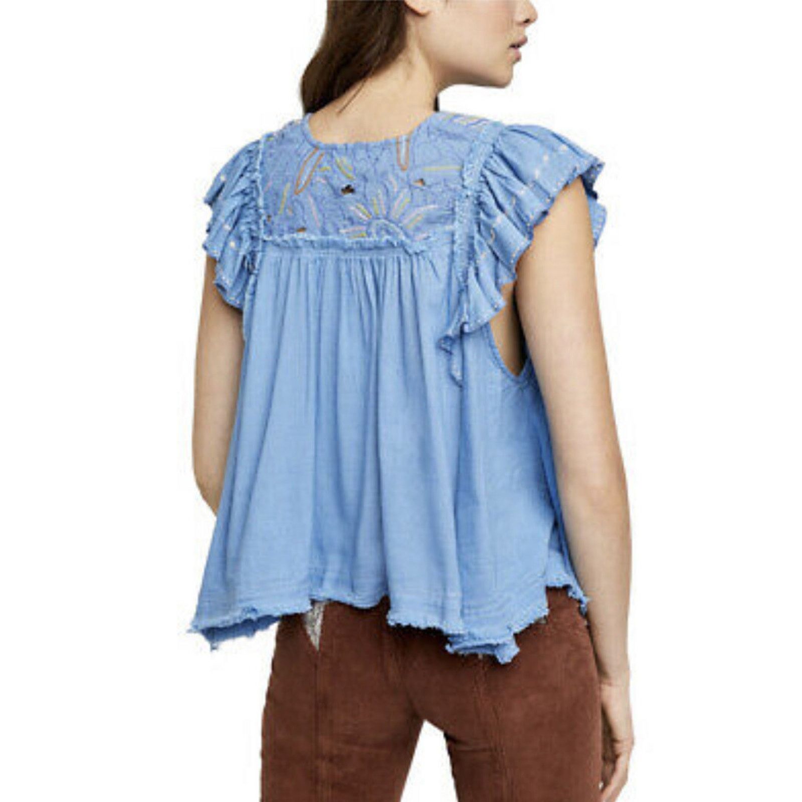 Free People NWT Free people Hailey Embroidered Flutter Ruffles A003038 Size XL / US 12-14 / IT 48-50 - 2 Thumbnail