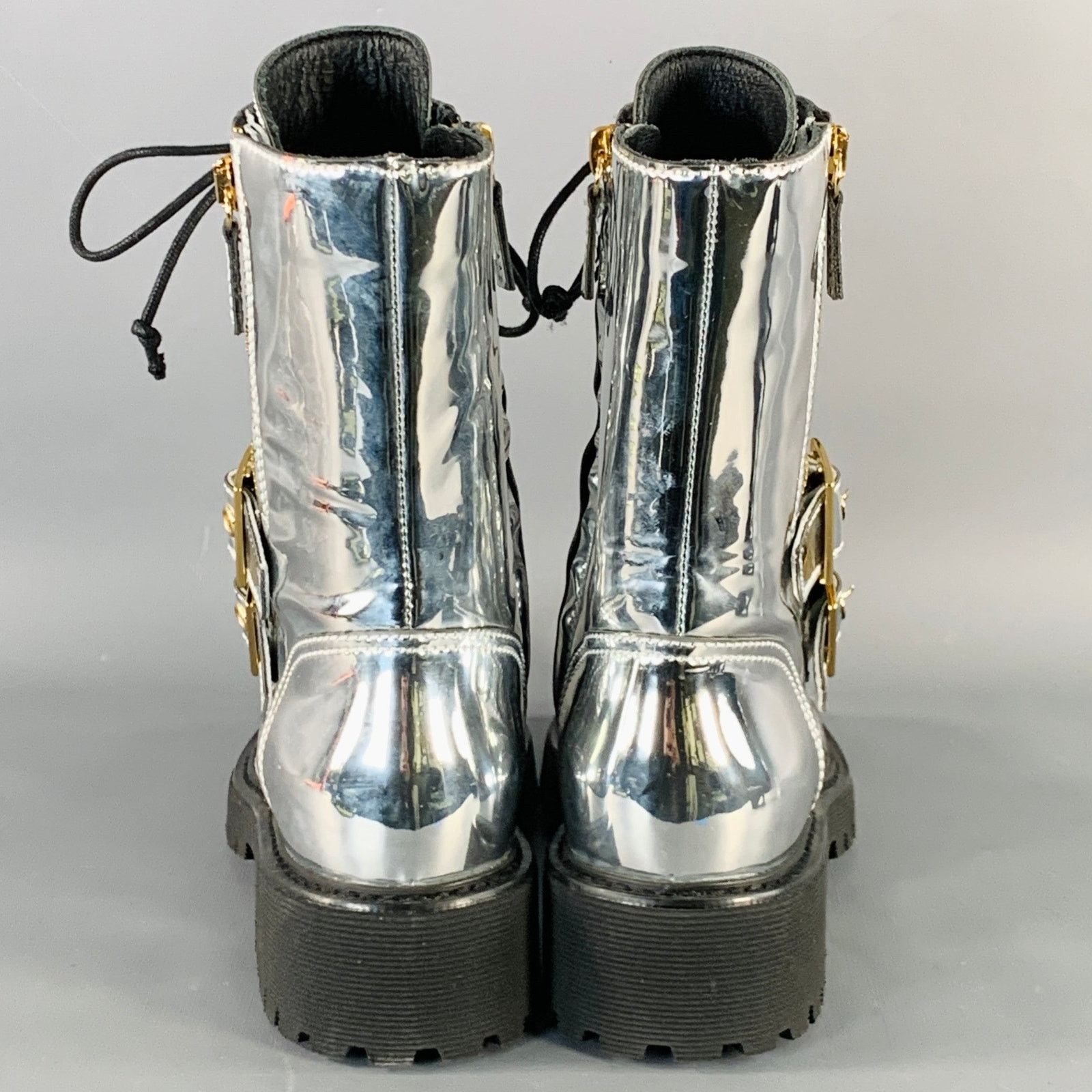 Giuseppe Zanotti GIUSEPPE ZANOTTI Metallic Silver Leather Side Zipper Boots Size US 6 / IT 36 - 3 Thumbnail
