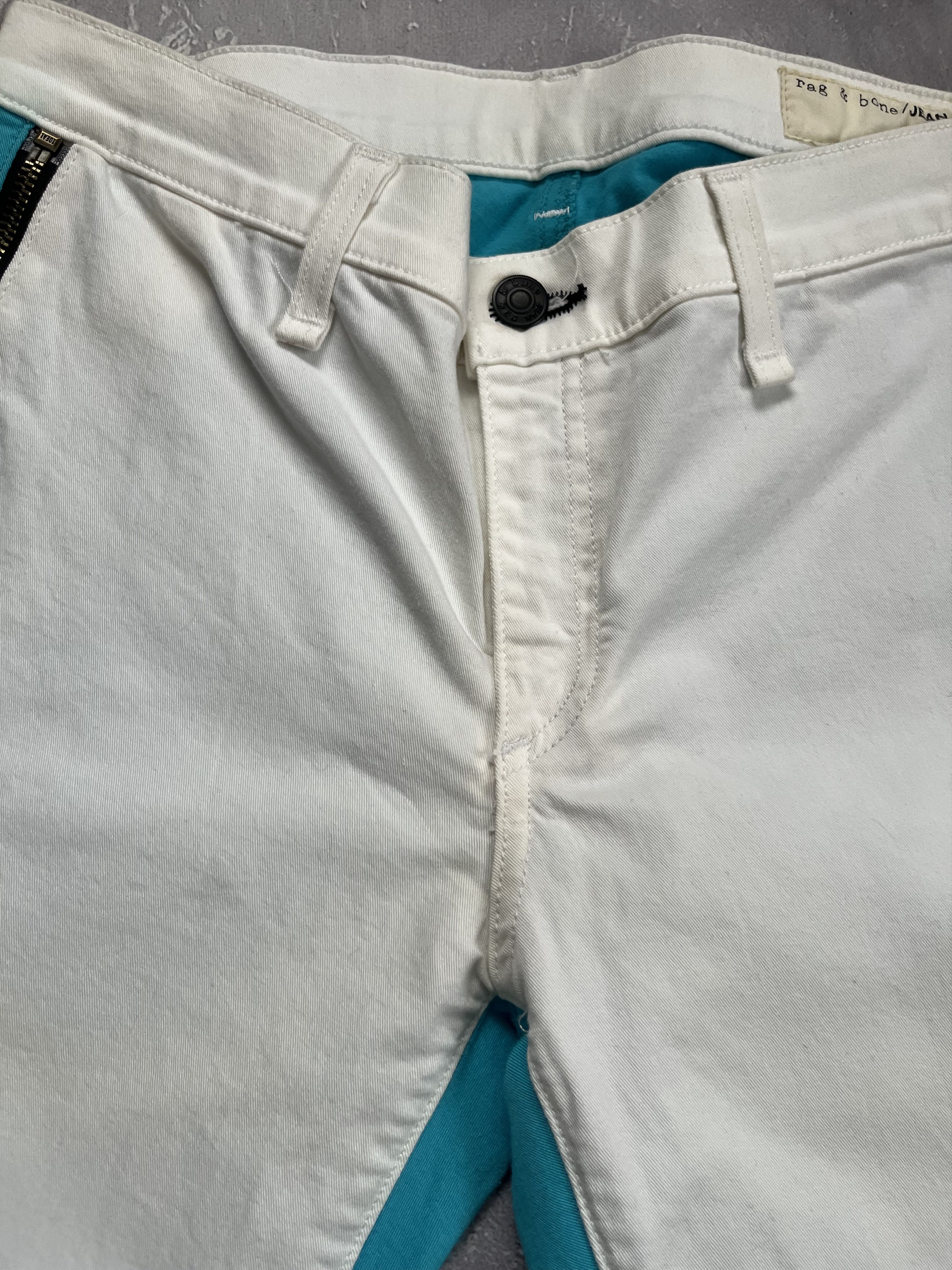 Rag & Bone Rag & Bone Skinny Jeans White Turquoise Zip Designer Pants Size 28" / US 6 / IT 42 - 9 Thumbnail