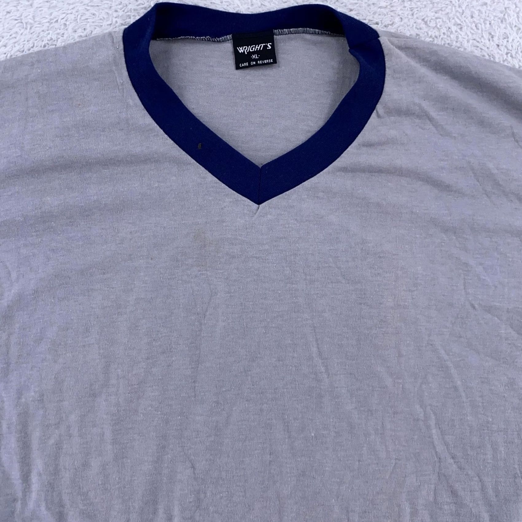 Vintage VINTAGE Wright's Shirt Mens L/XL Gray Blue Red Jersey Ringer Athletic Tee 80s Size US L / EU 52-54 / 3 - 2 Thumbnail