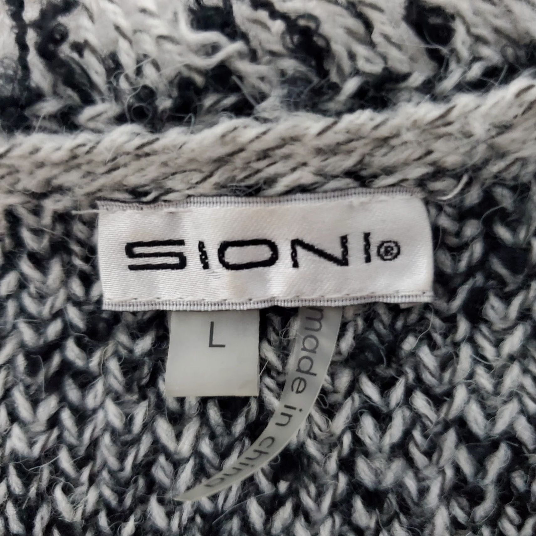 Vintage Sioni Cardigan Women L Gray Black Marled Wool Blend Eyelash Fringe Open Sweater Size L / US 10 / IT 46 - 3 Thumbnail