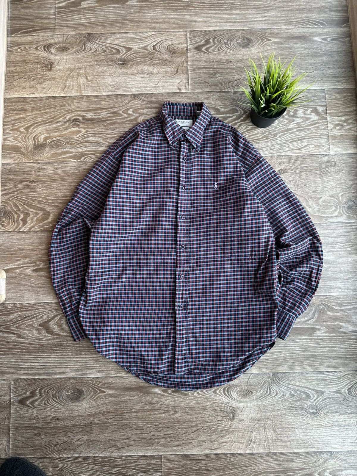 Yves Saint Laurent 🔥 Yves Saint Laurent Pour Homme Button Up Cotton Shirt Check Size US M / EU 48-50 / 2 - 2 Thumbnail
