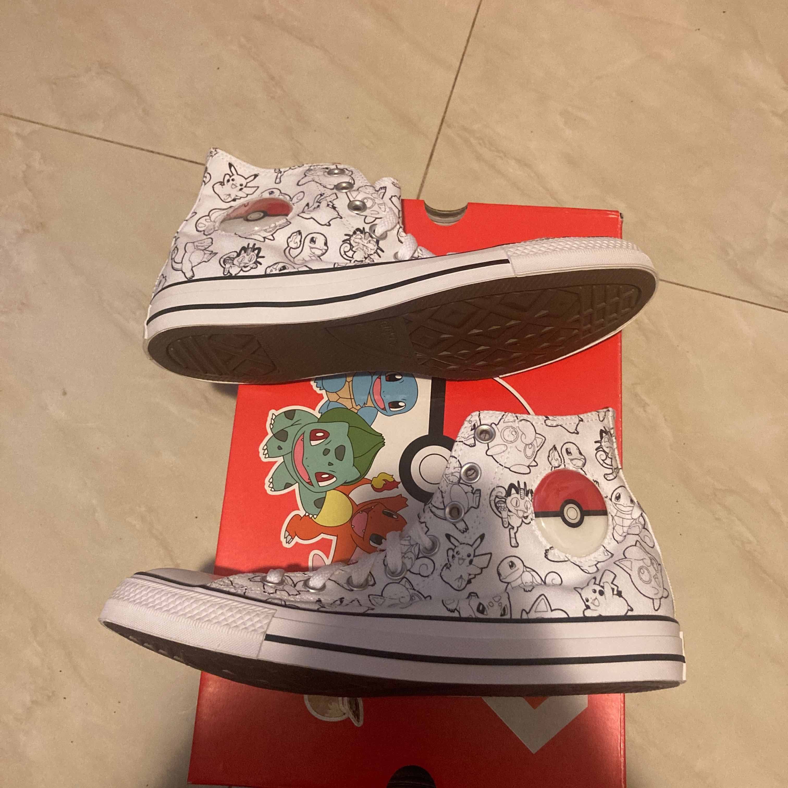 image of Pokemon X Chuck Taylor All Star High Poke Ball Shoes in White, Men's (Size 9)
