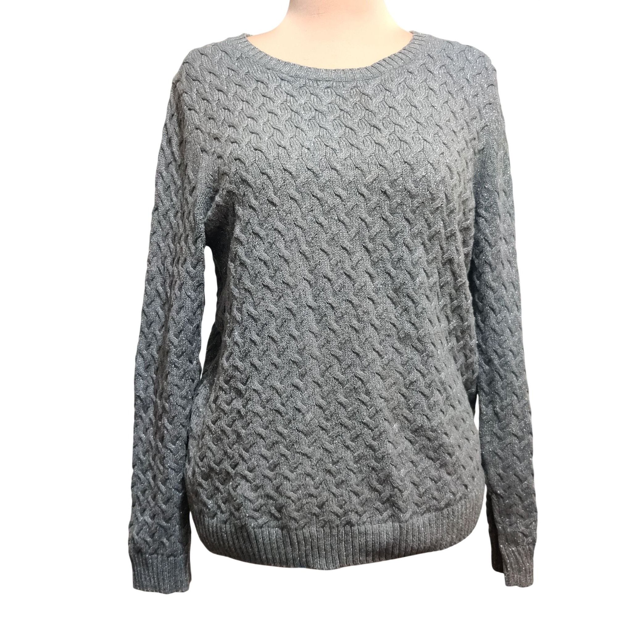 Croft & Barrow Croft & Barrow XL Womens Gray Sweater Metallic Knit Textured Size XL / US 12-14 / IT 48-50 - 1 Thumbnail